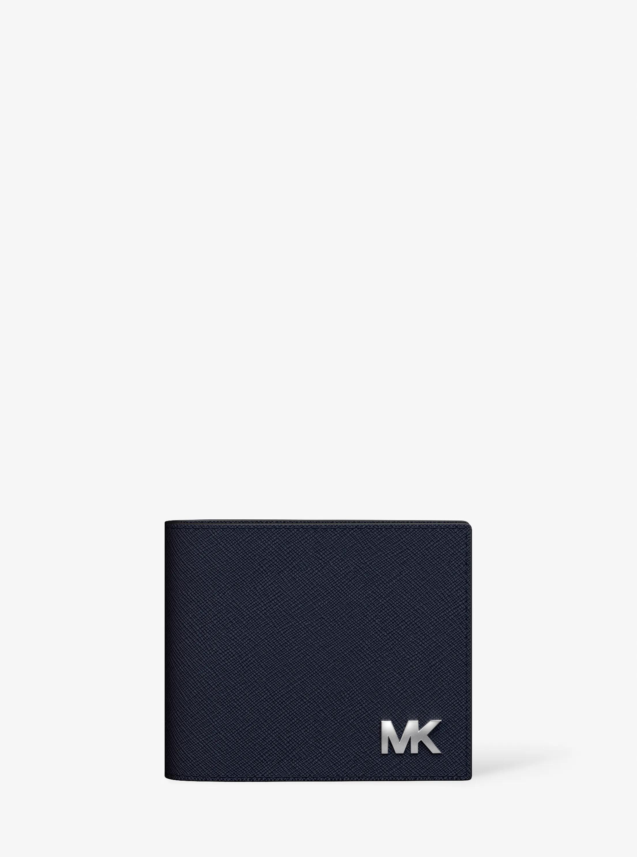 Porte-billets Cooper en cuir Saffiano avec rabat in BLEU MARINE | Michael Kors
