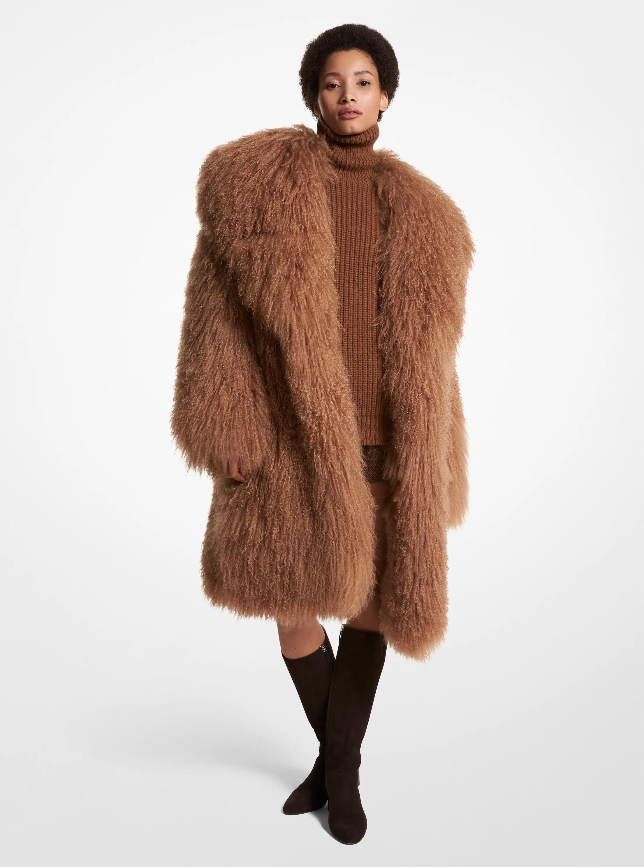 Mongolian Shearling Coat in CAMEL | Michael Kors