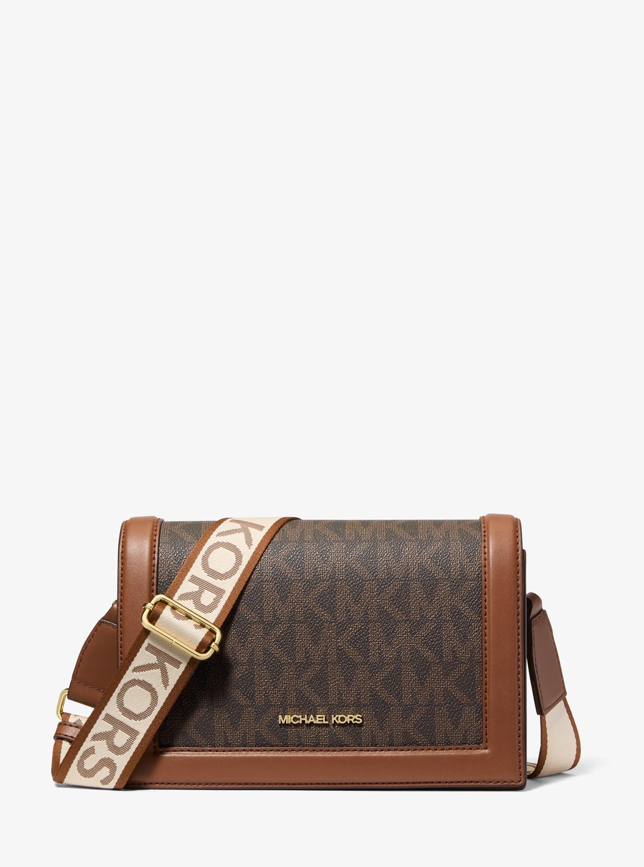 Jet Set Large Signature Logo Crossbody Bag in BROWN/LUGGAGE | Michael Kors