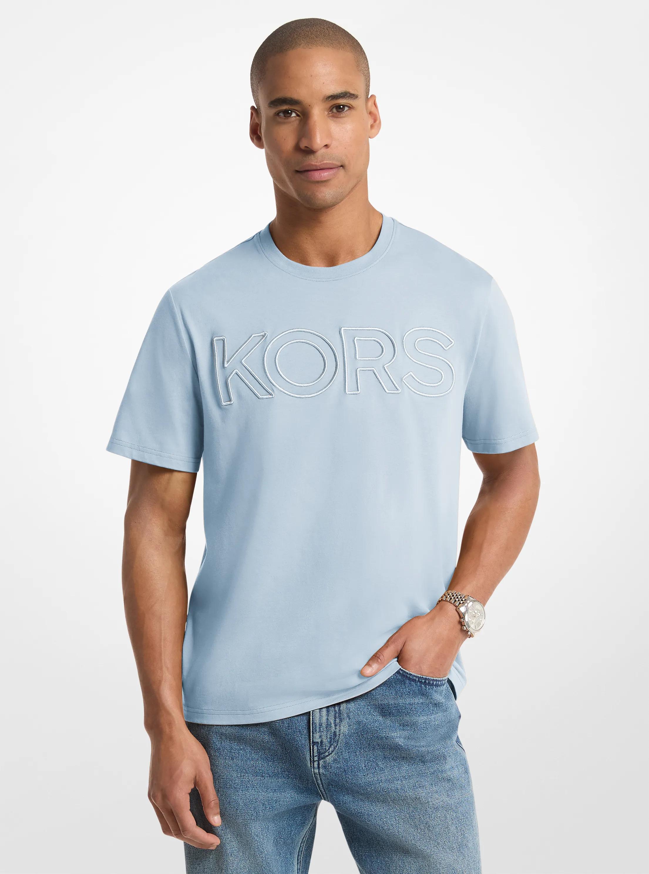 KORS Cotton Jersey T-Shirt in PASTEL BLUE | Michael Kors