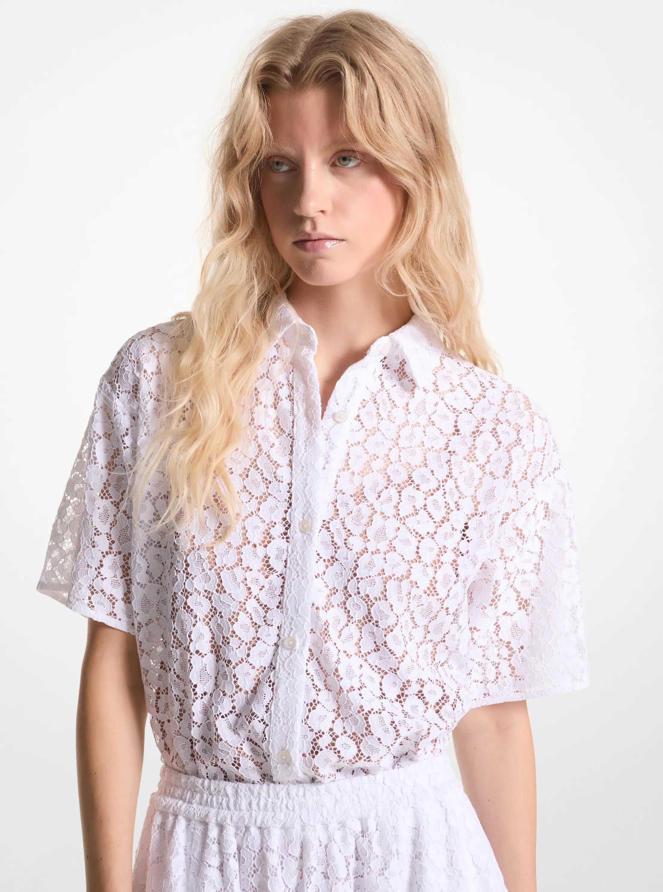 Camisa de encaje definido con motivo de leopardo