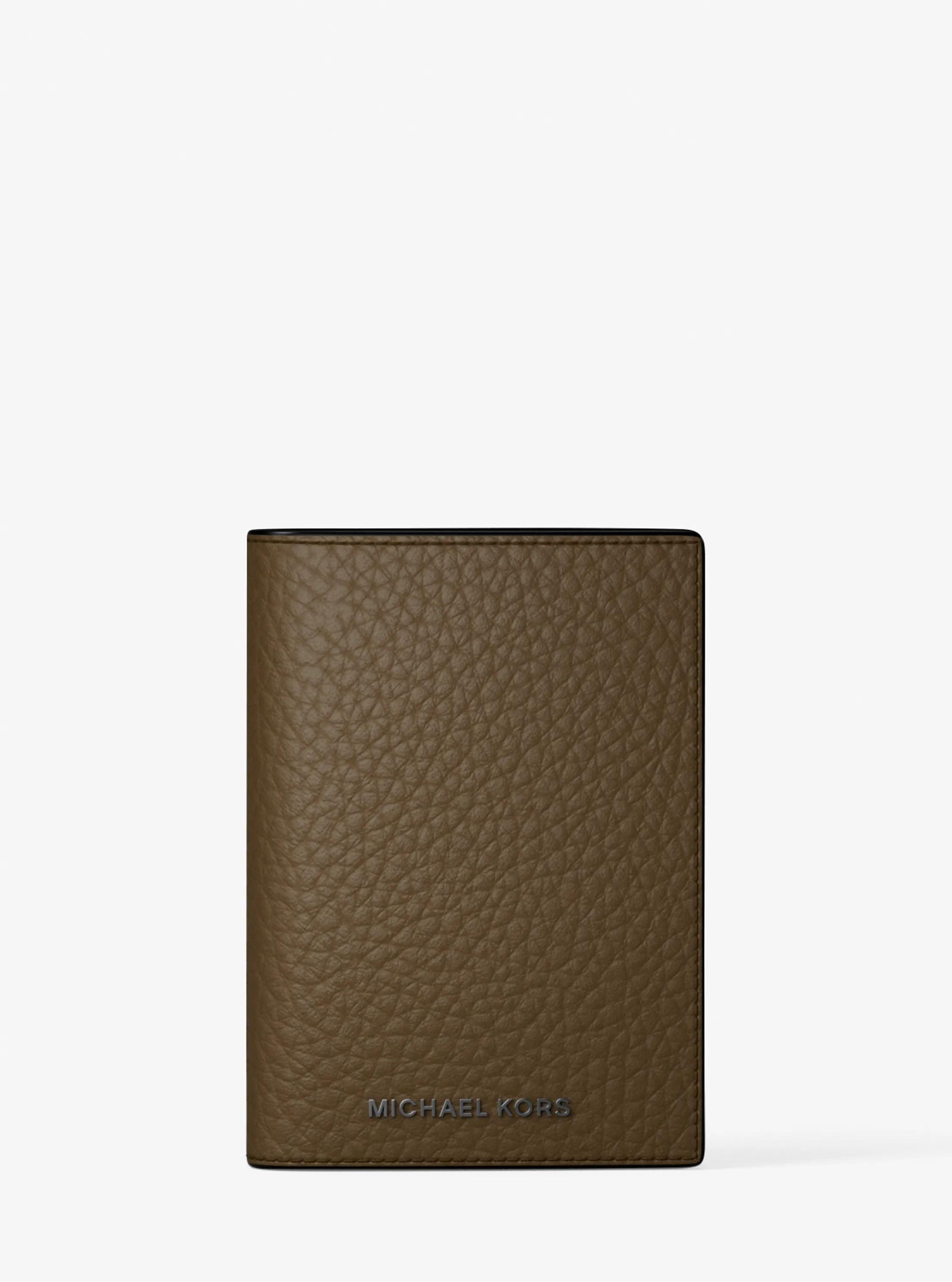 MK Porte-cartes Folio Hudson en cuir grainé - Vert - Michael Kors