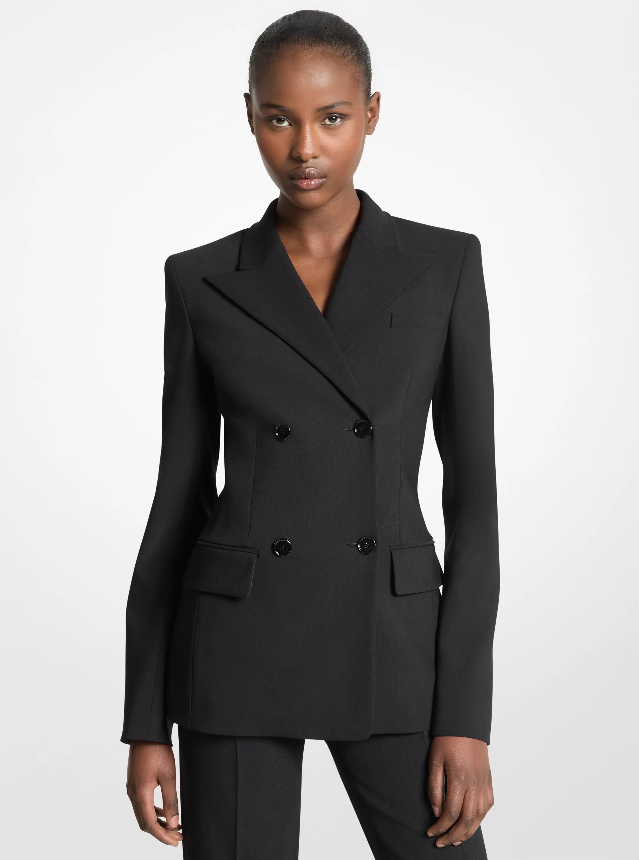 Stretch Wool Crepe Blazer in BLACK | Michael Kors