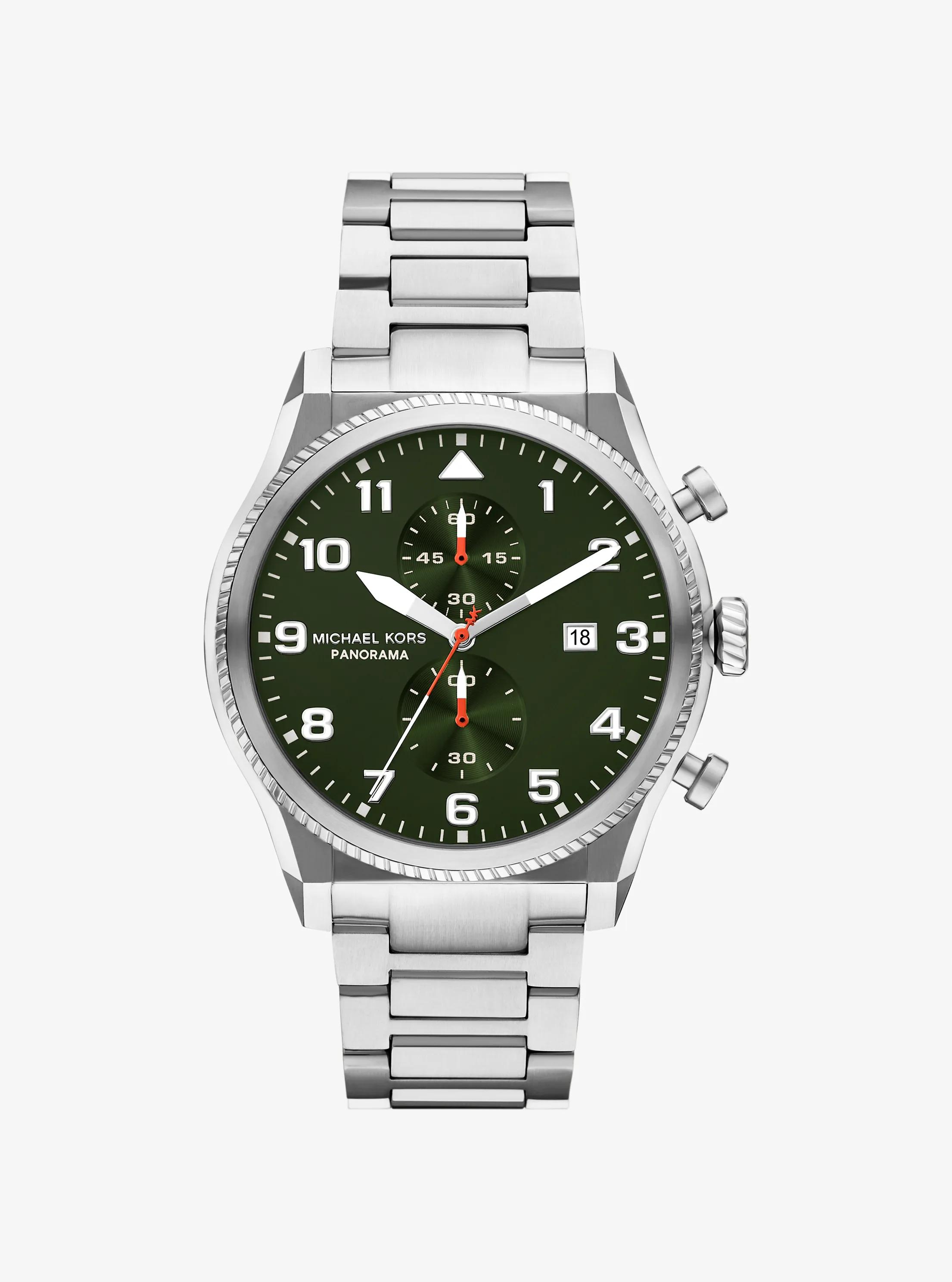 Oversized Panorama Silver-Tone Watch in SILVER | Michael Kors