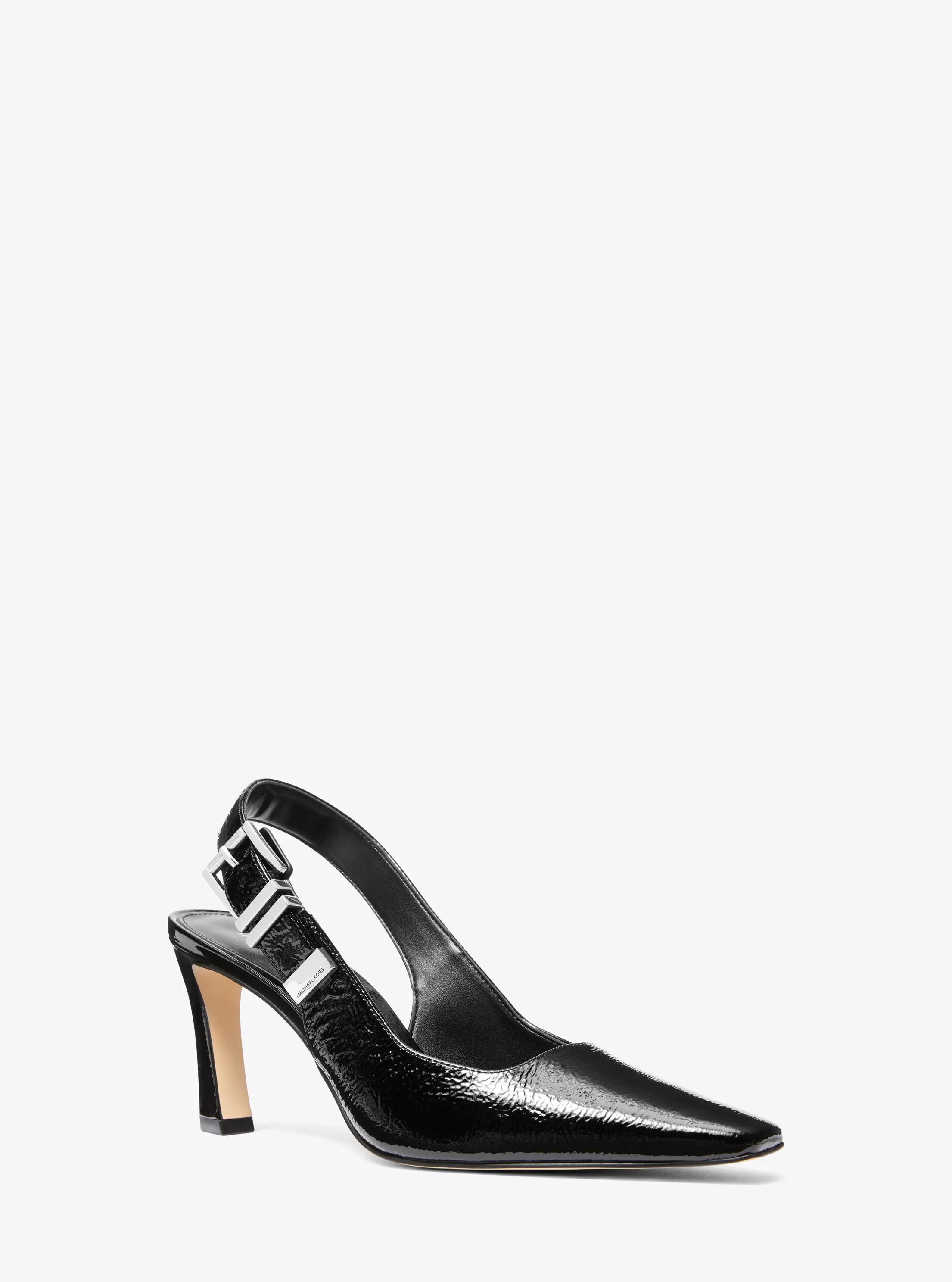 Darrington Crackled Patent Leather Slingback Pump in BLACK | Michael Kors