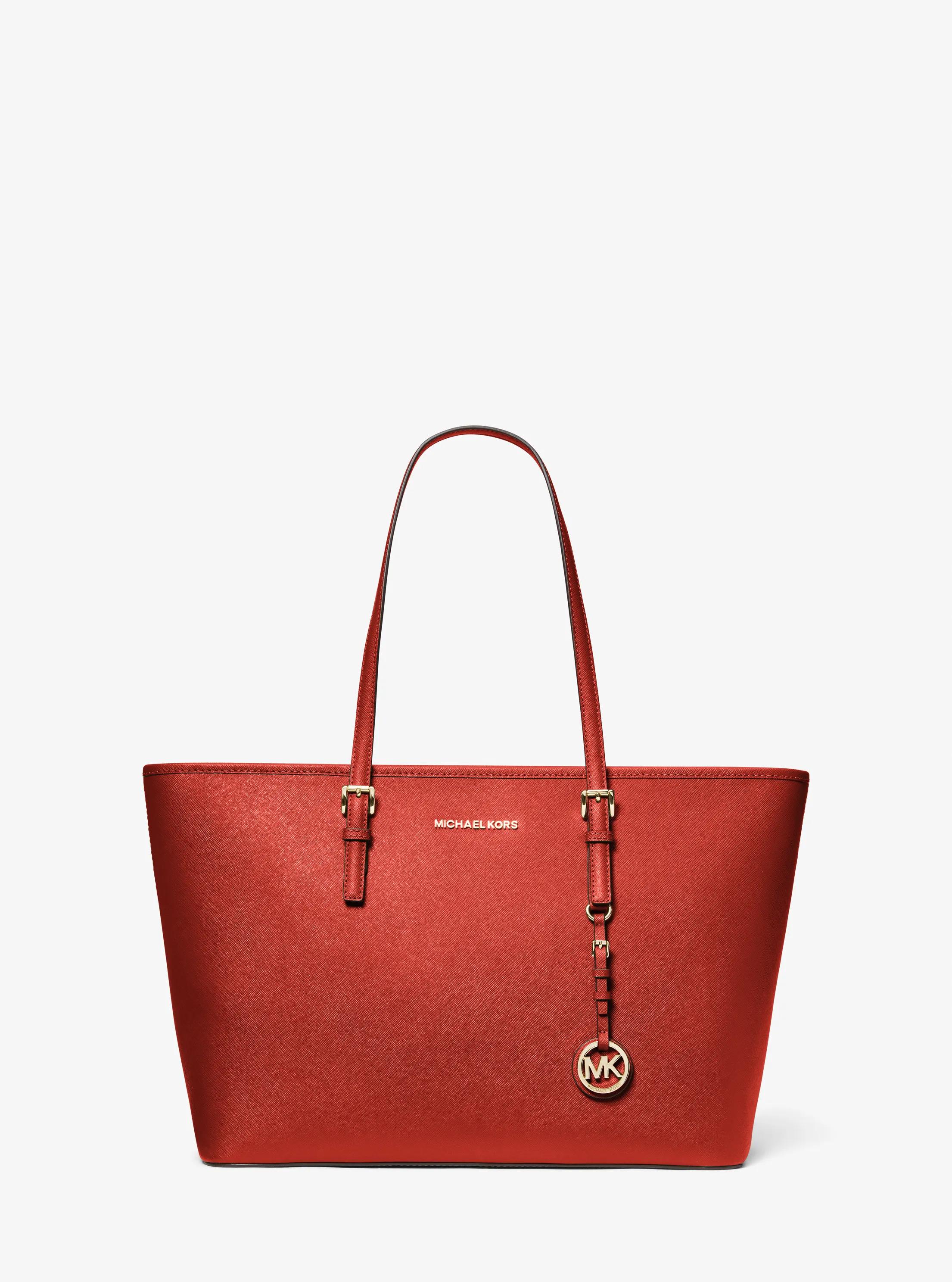 Jet Set Medium Saffiano Leather Top-Zip Tote Bag in BR TERRACTTA | Michael Kors