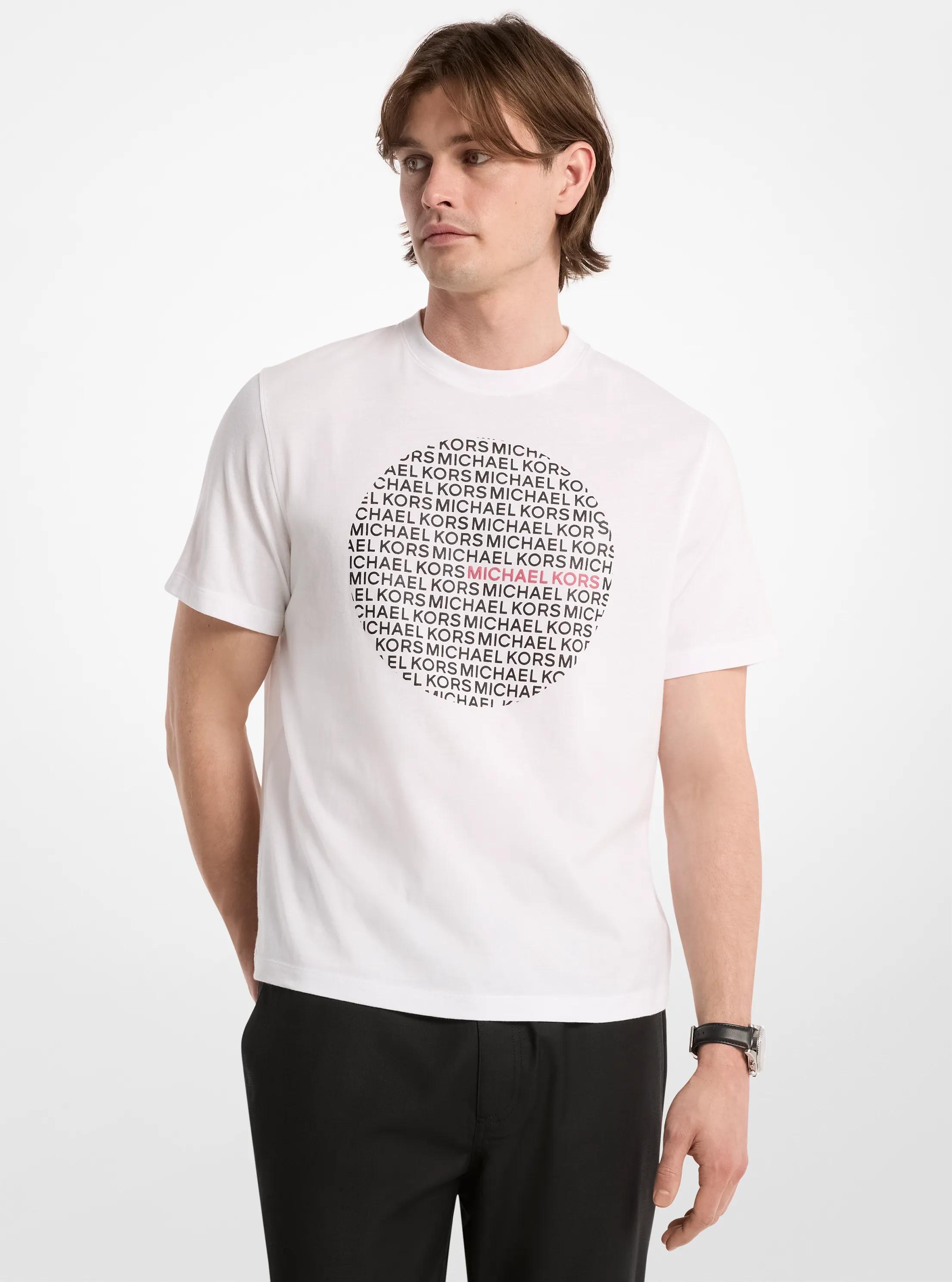 Circle Logo Cotton Jersey T-Shirt in WHITE | Michael Kors