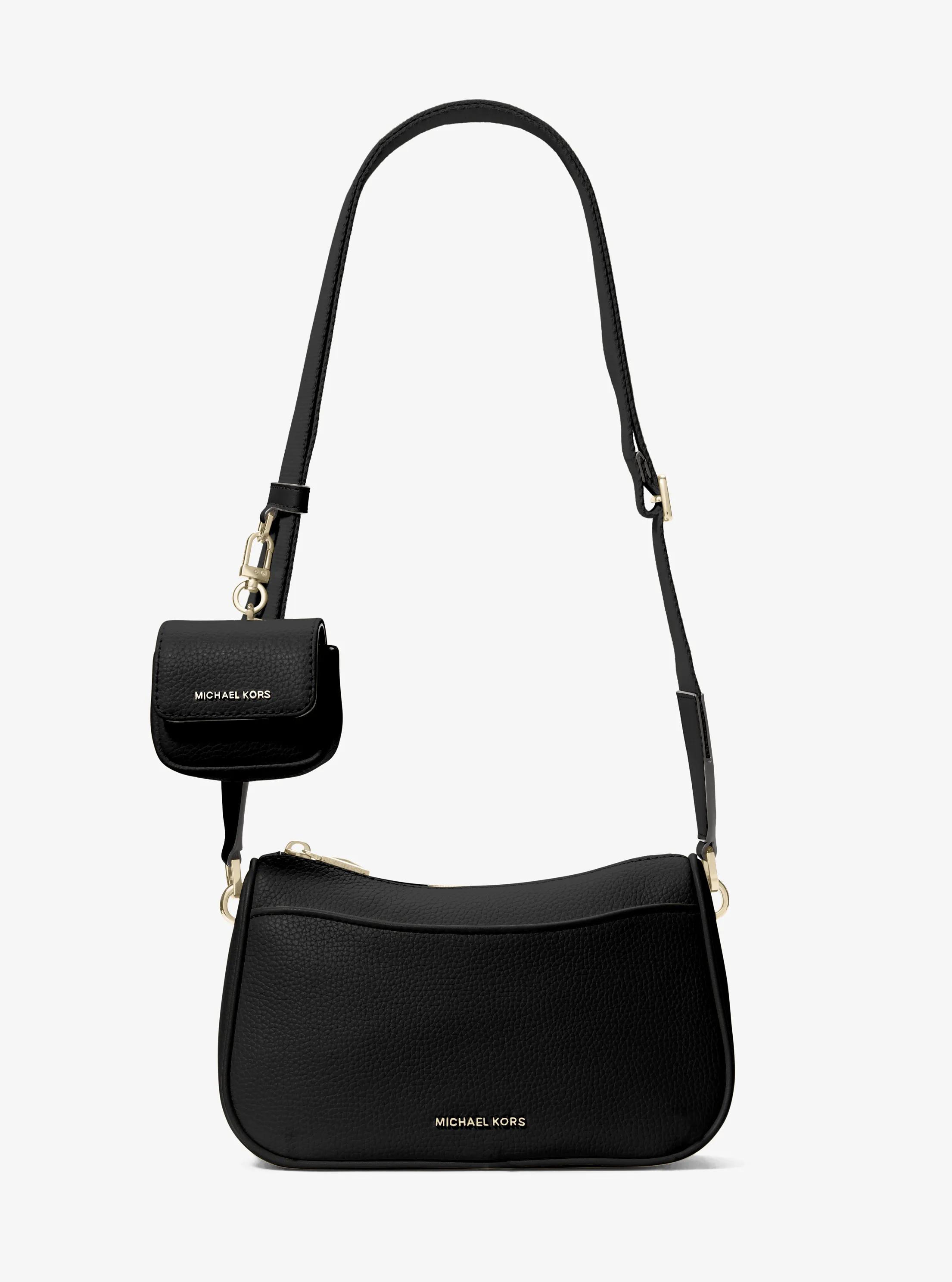 Jet Set Medium Pebbled Leather Crossbody Bag with Case for Apple AirPods Pro&reg; in BLACK | Michael Kors