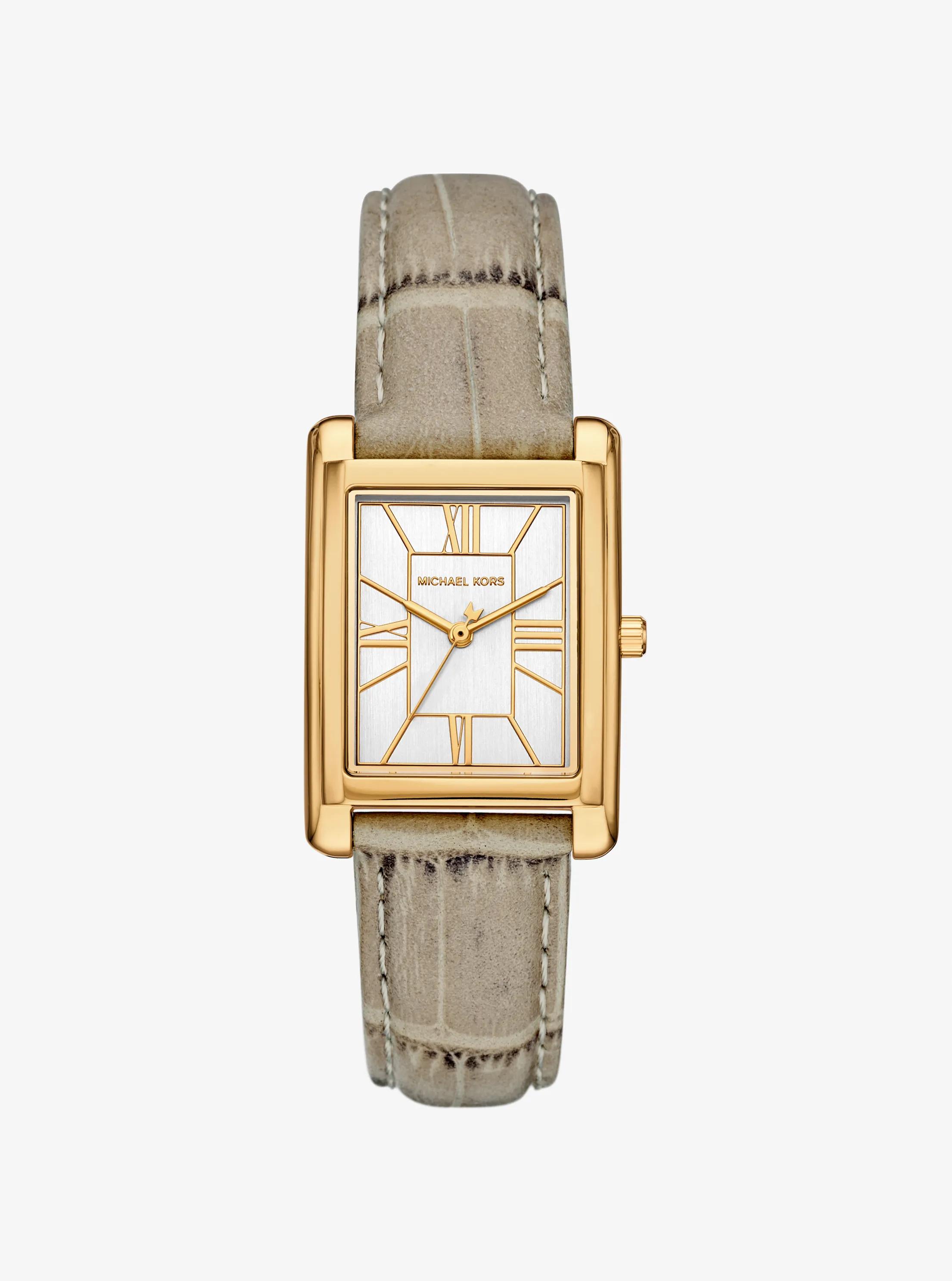 Essex GoldTone and Crocodile Embossed Leather Watch