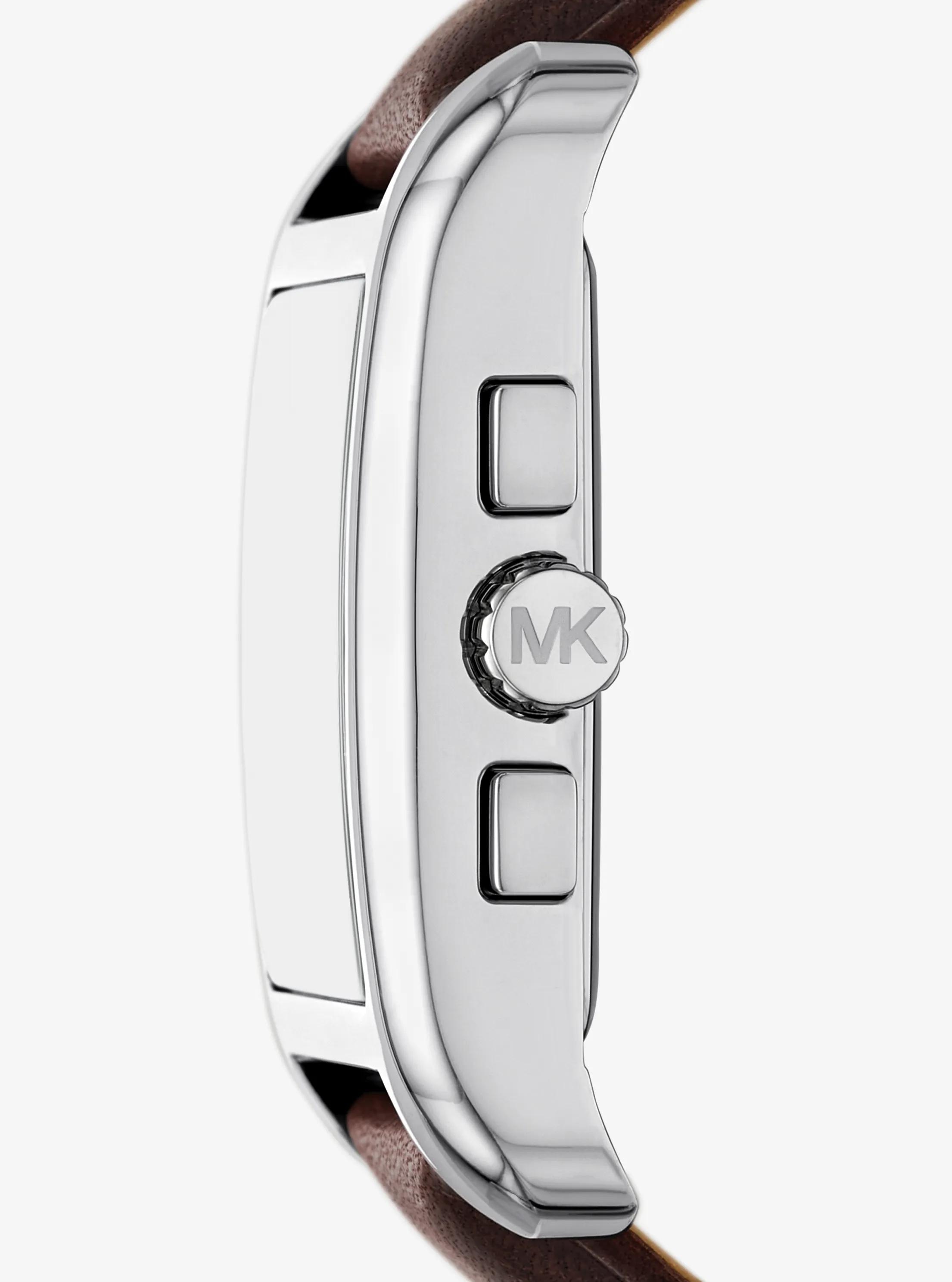 Monroe Silver-Tone and Leather Watch