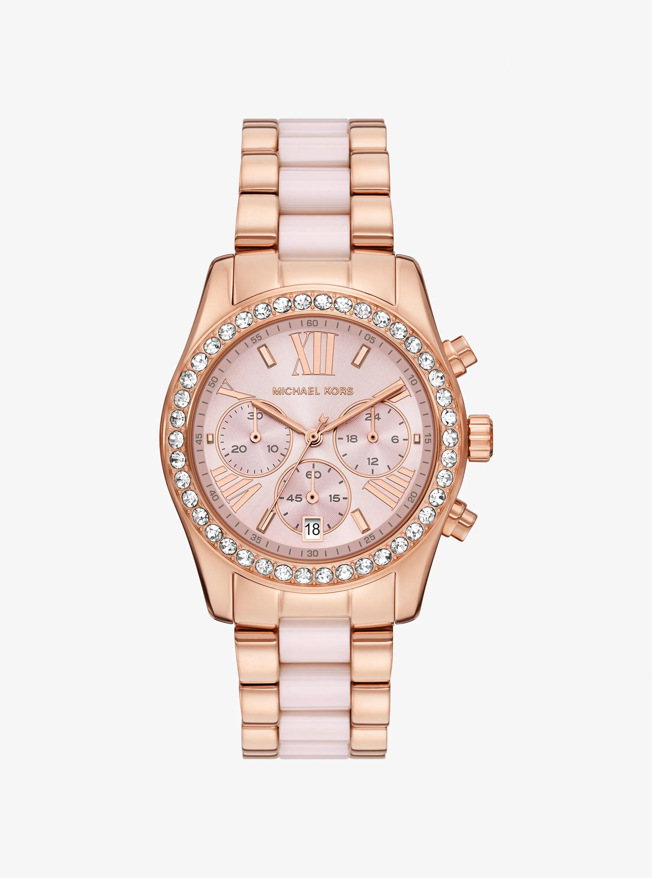 Reloj Lexington de cer&aacute;mica en tono rosa con incrustaciones in DORADO ROSA/ROSA | Michael Kors