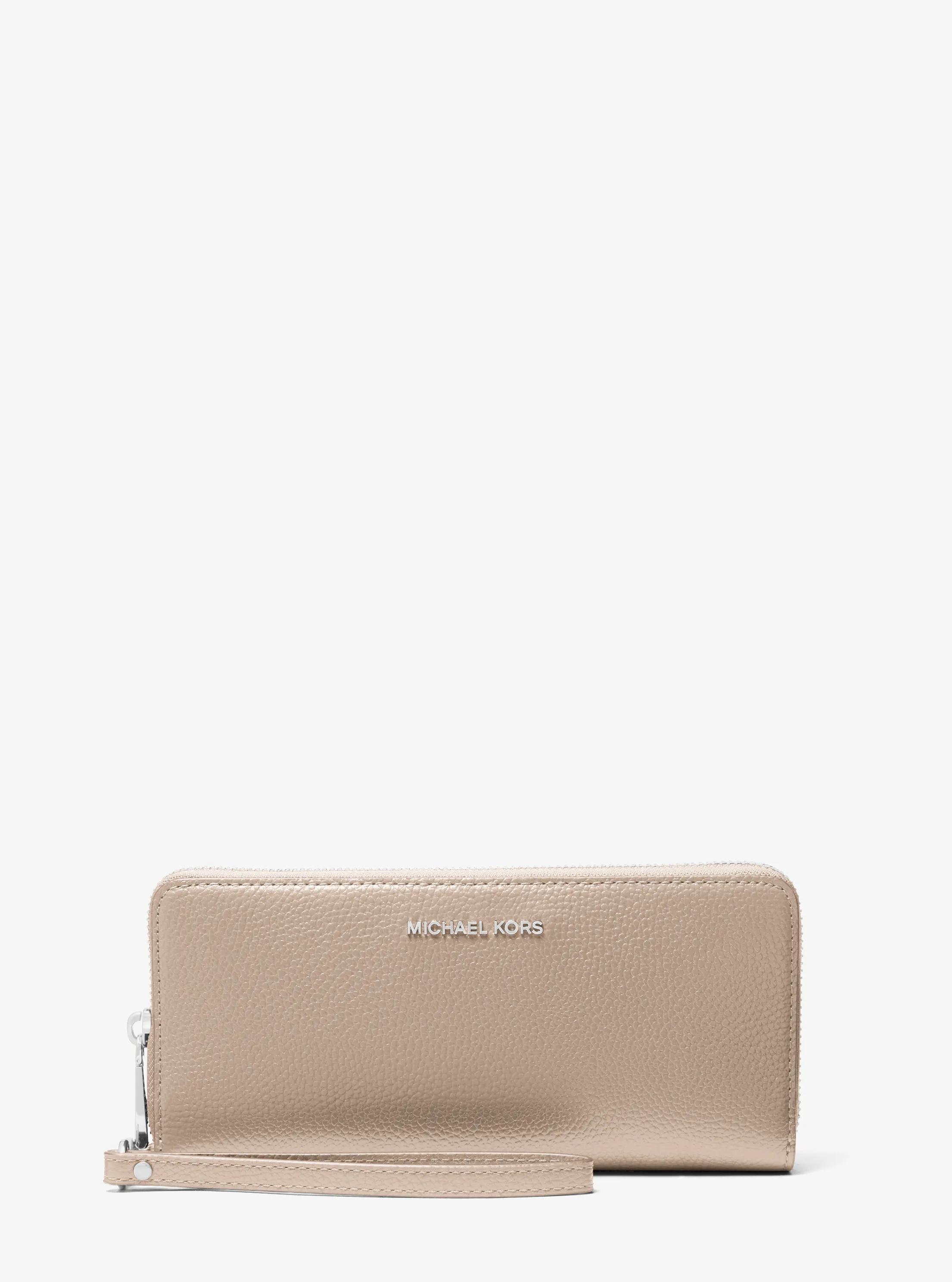 Large Pebbled Leather Continental Wallet in LIGHT SAND | Michael Kors