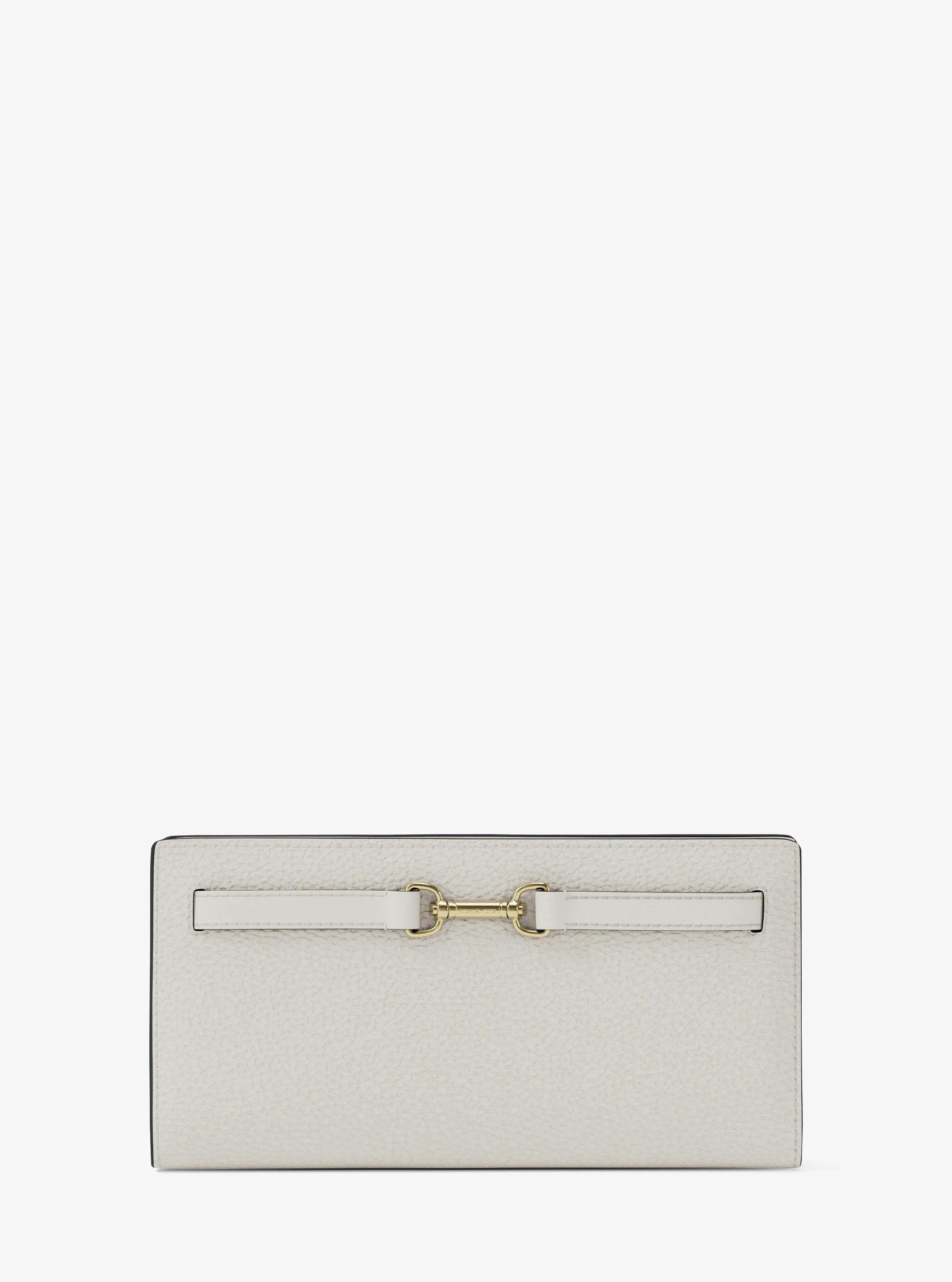 Carson Large Pebbled Leather Wallet in LT CREAM | Michael Kors