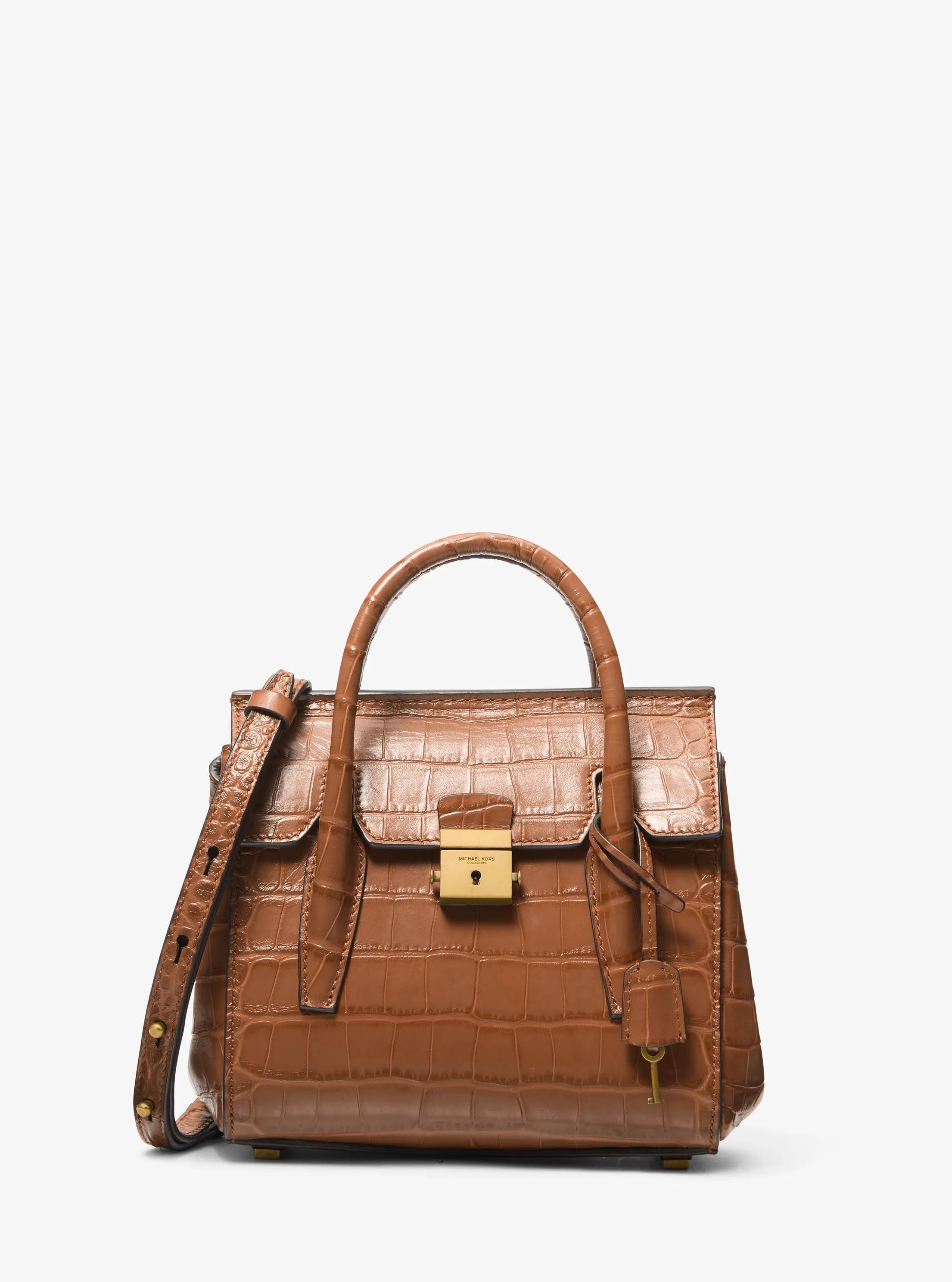 Bolso satchel Campbell mini de piel en relieve con motivo de cocodrilo