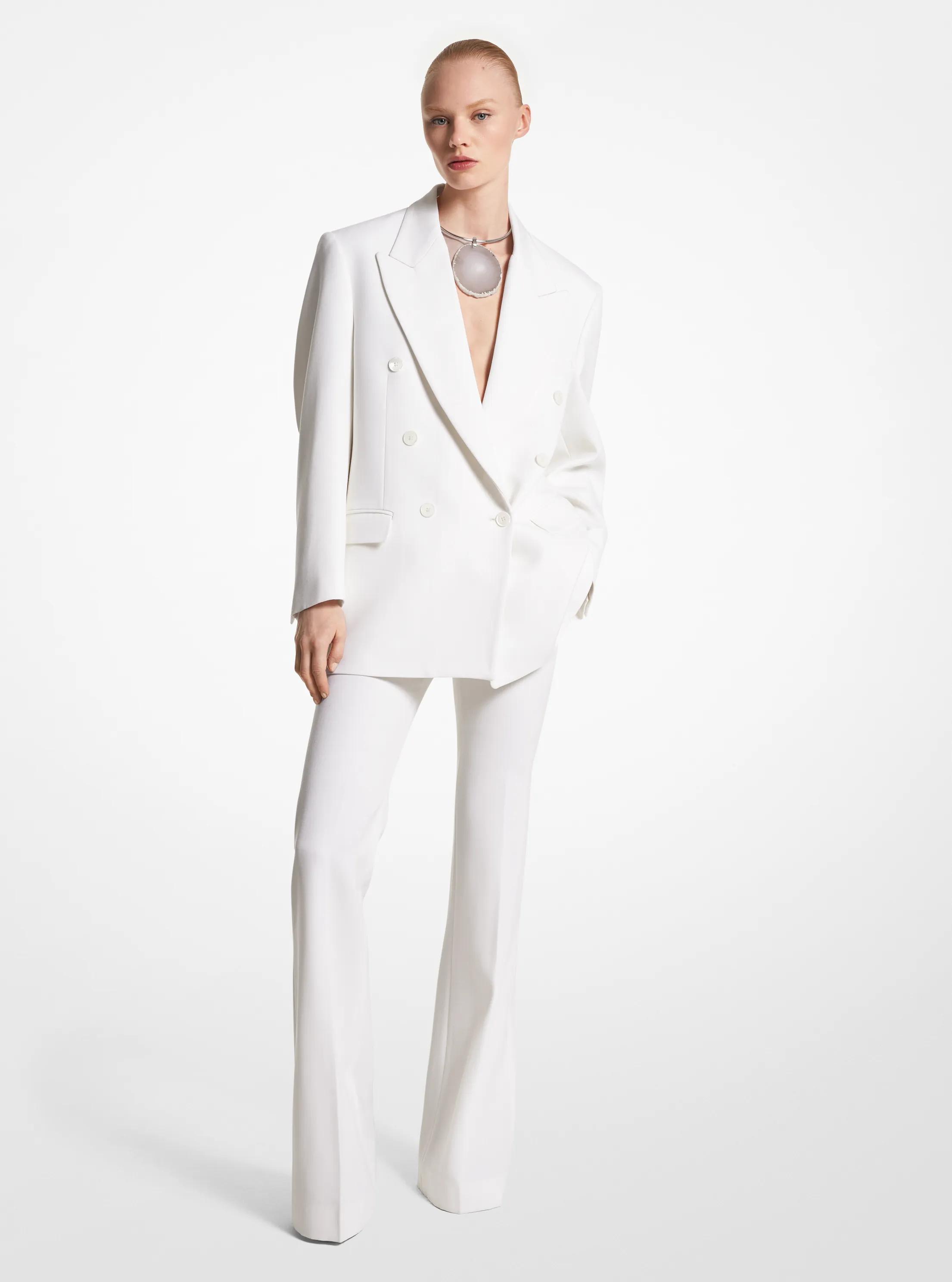 Pantal&oacute;n Haylee de campana de gabardina de lana in MARFIL | Michael Kors