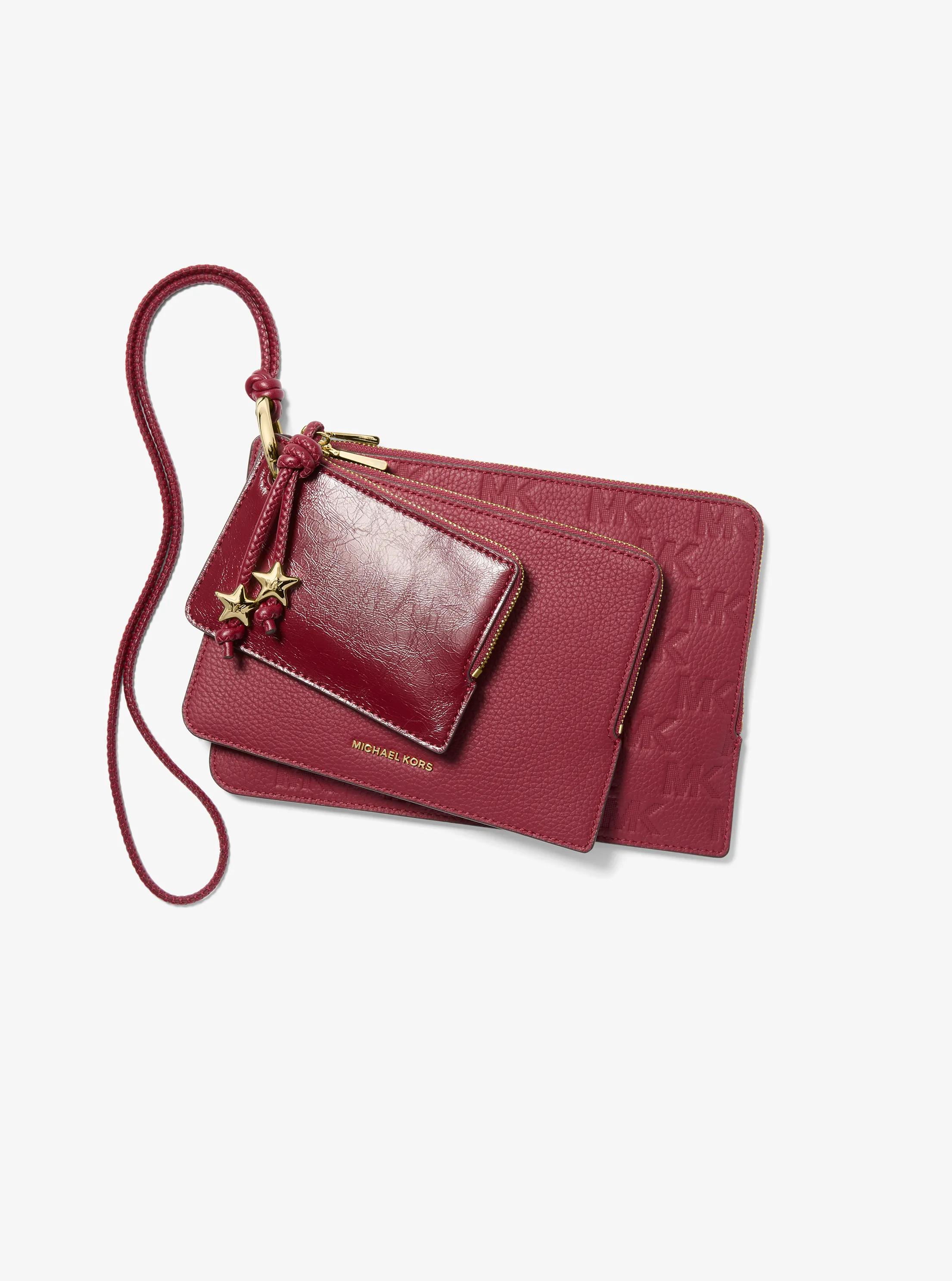 Jet Set 3-in-1 Leather Pouches in ROJO INTENSO | Michael Kors