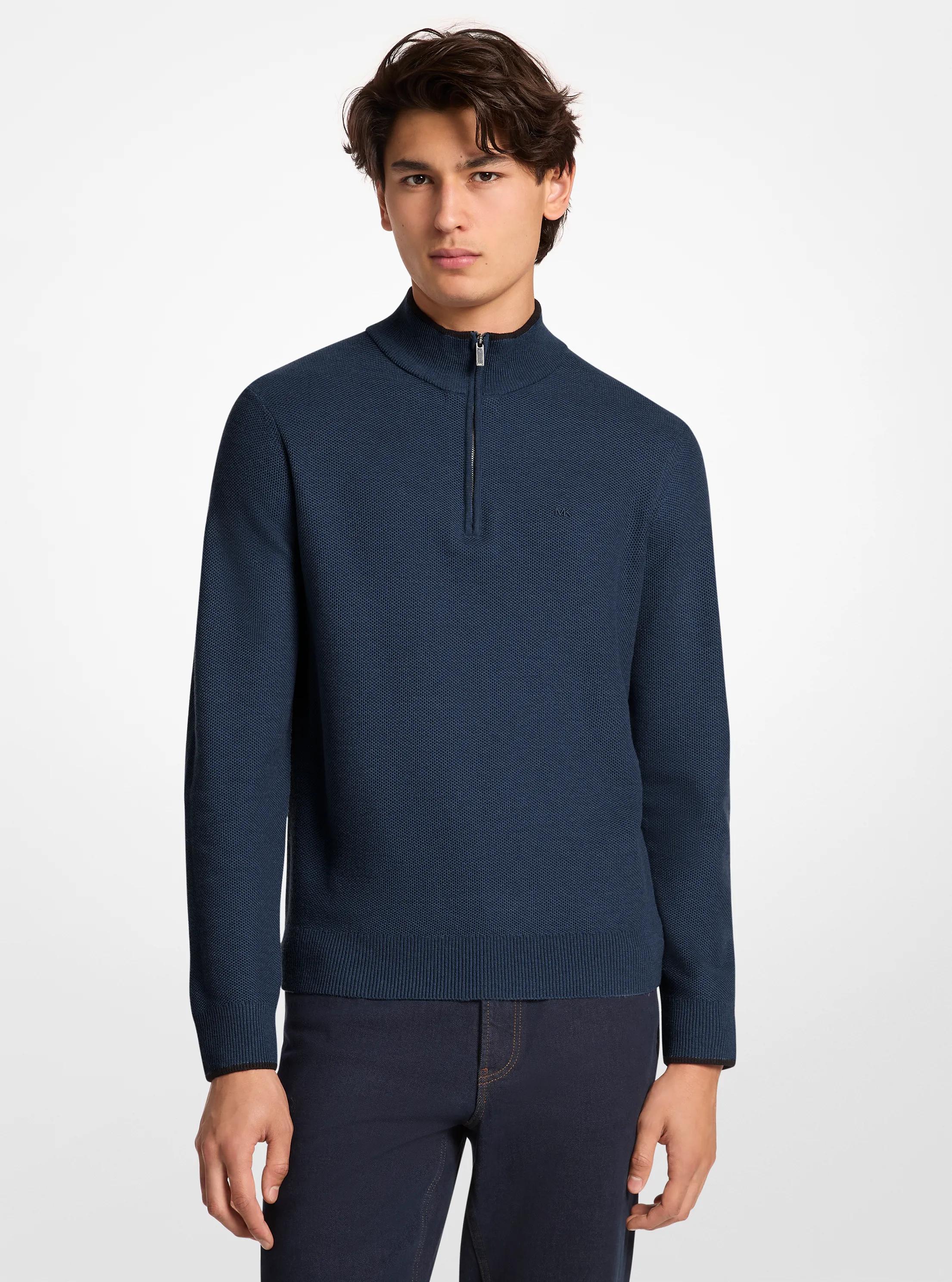 Pullover aus Wollmischung mit Viertelrei&szlig;verschluss in MIDNIGHT | Michael Kors
