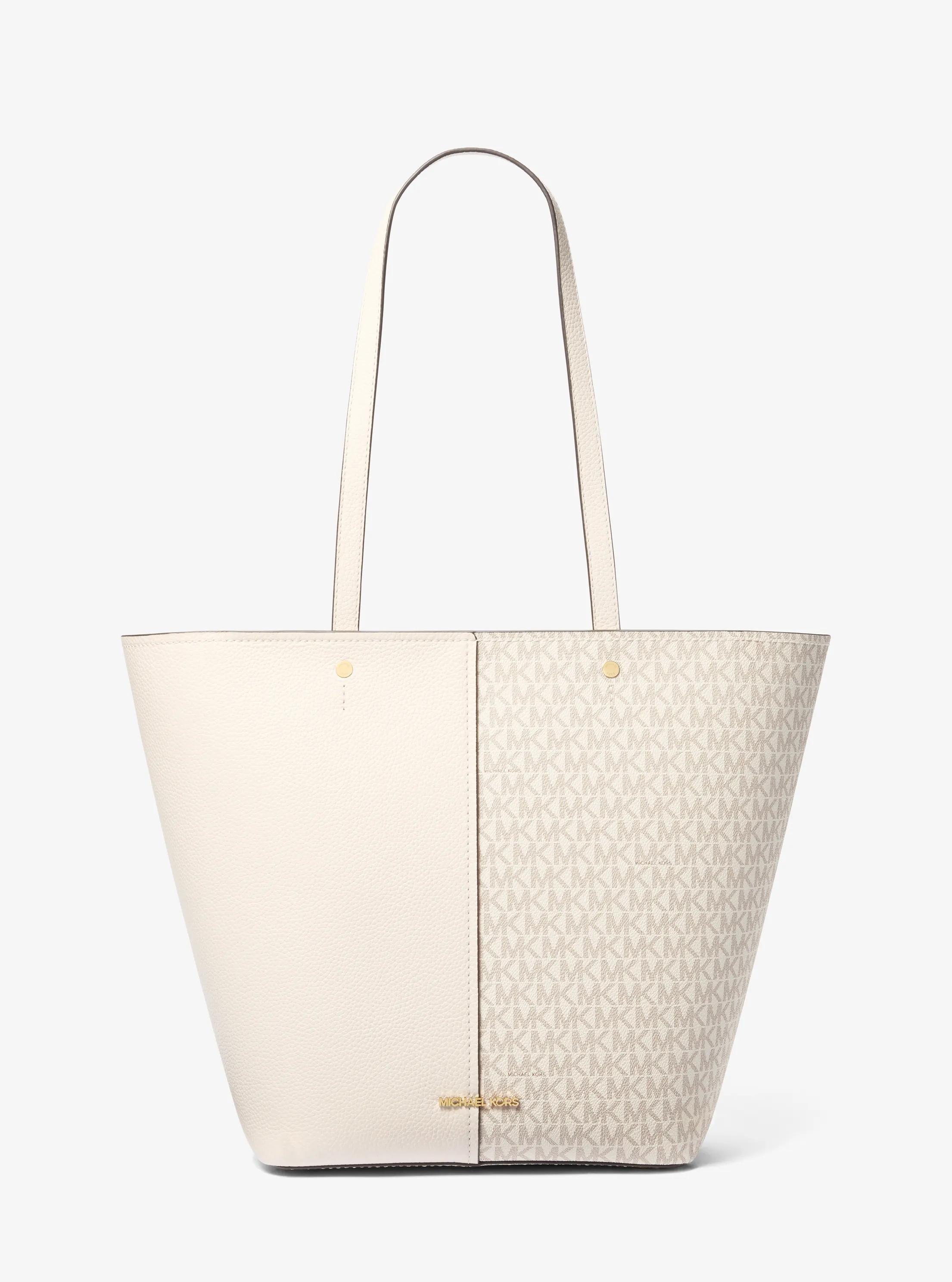 MK Grand cabas Flora en cuir à logo Signature - Naturel - Michael Kors