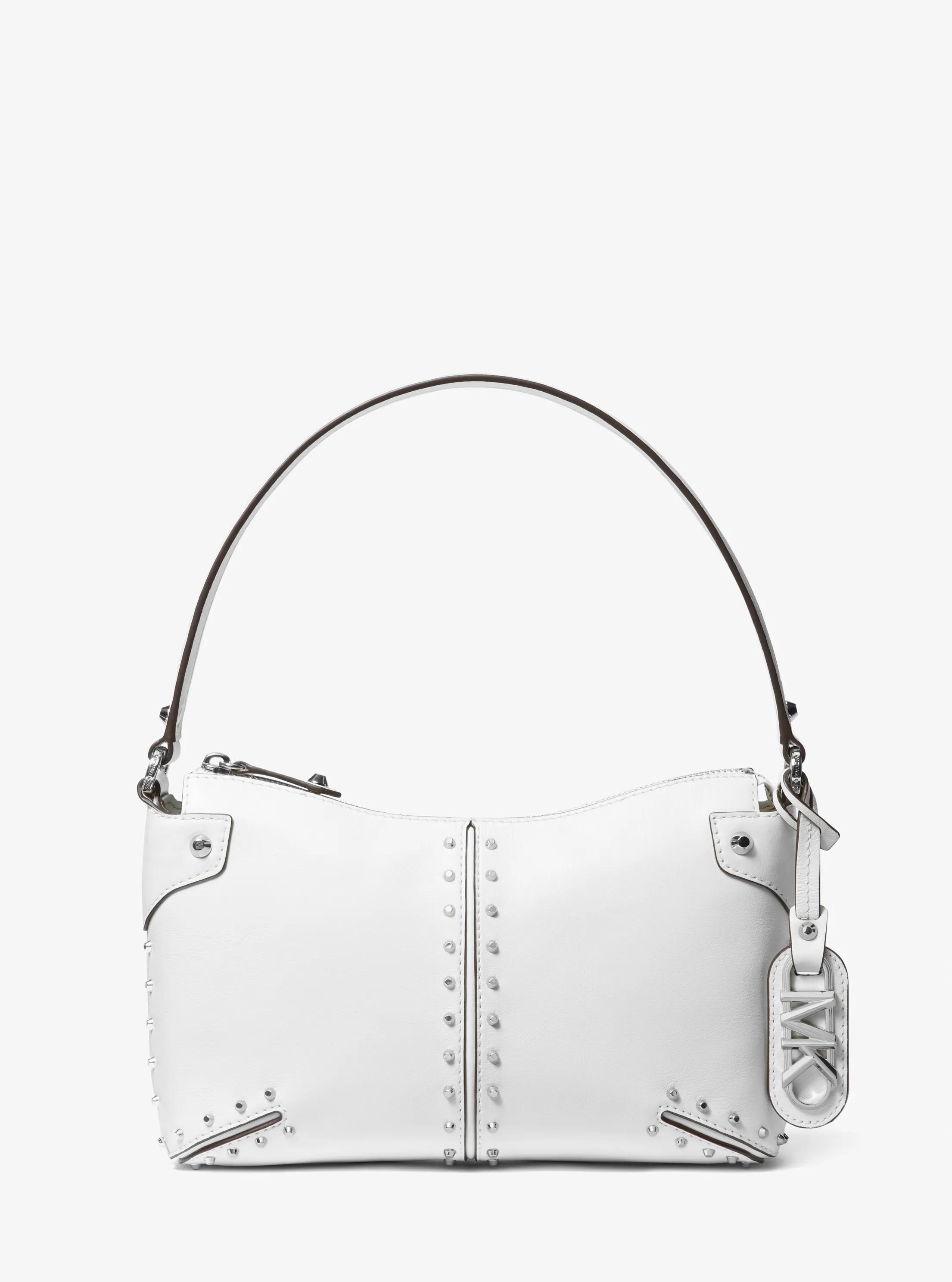 Bolso de hombro Astor grande de piel con tachuelas in BLANCO INTENSO | Michael Kors