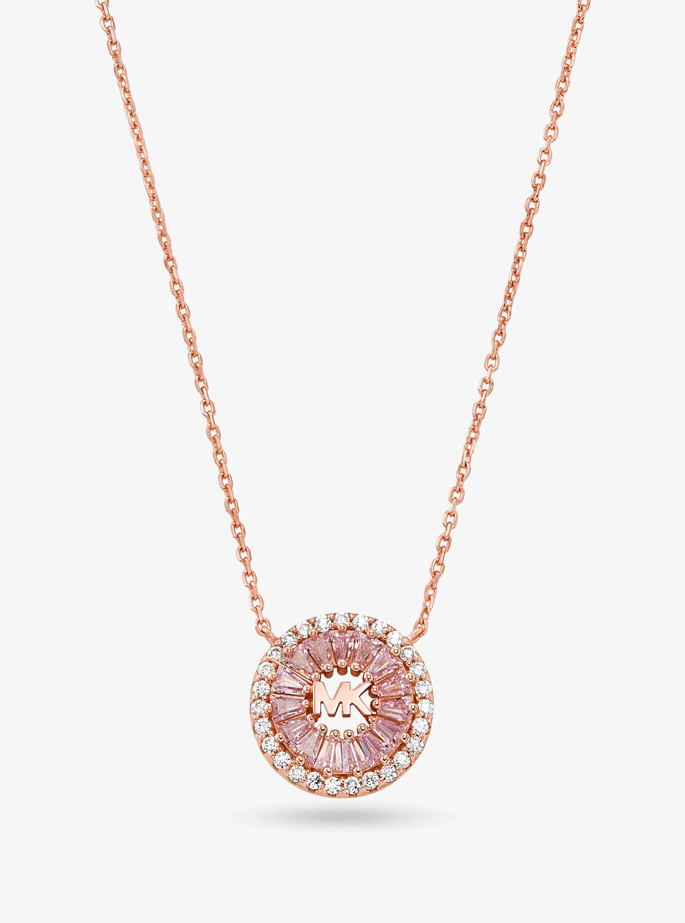 Precious Metal-Plated Sterling Silver Pav&eacute; Halo Necklace in ROSE GOLD | Michael Kors