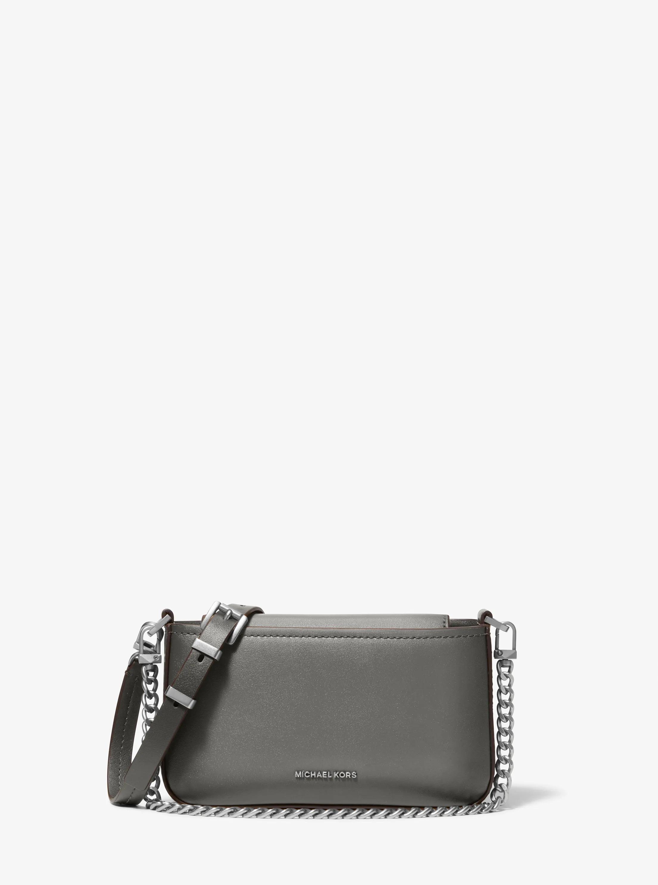Bryant Small Burnished Leather Convertible Crossbody Bag in STORM | Michael Kors