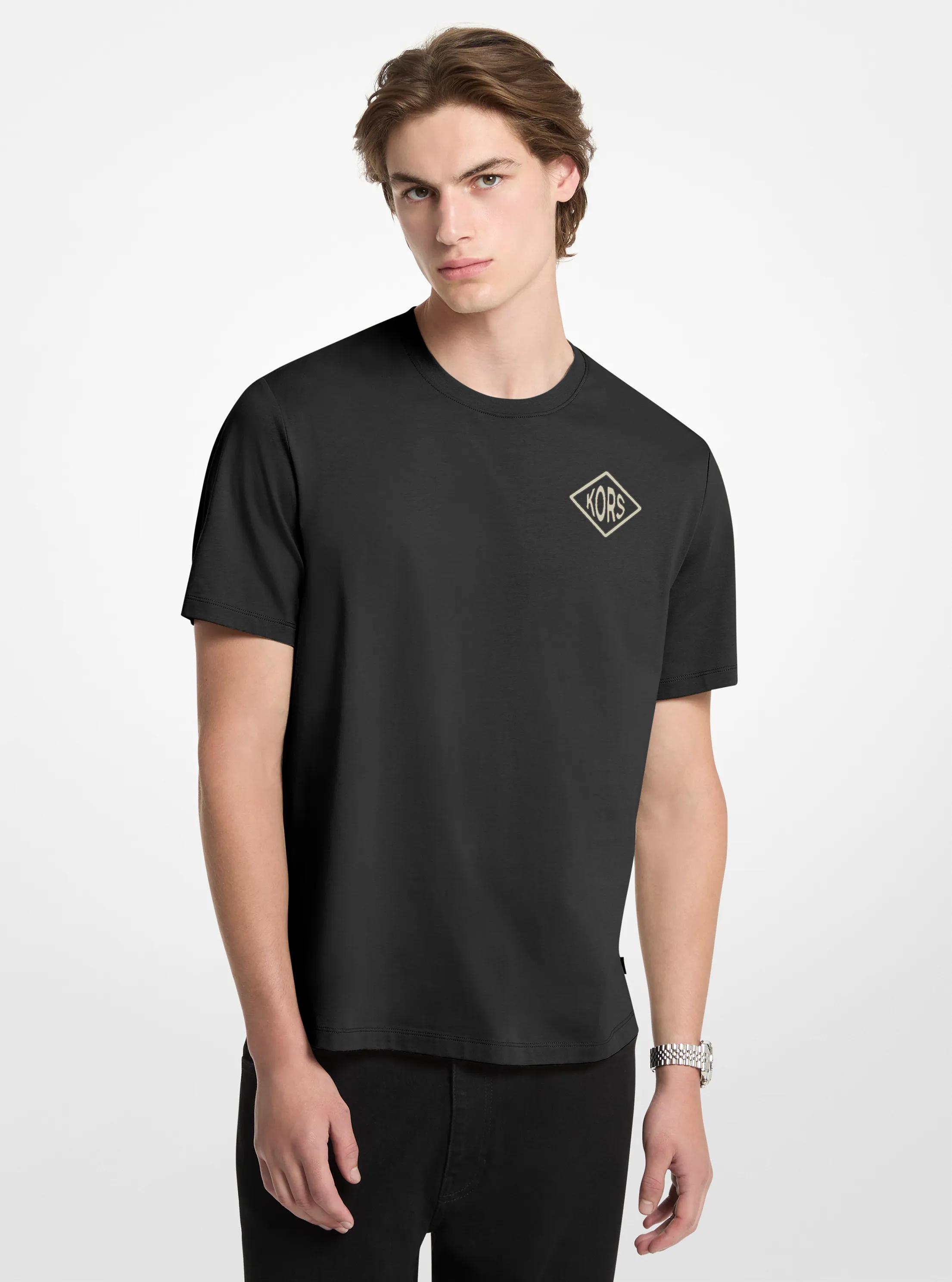 Graphic Logo Cotton Jersey T-Shirt in BLACK | Michael Kors