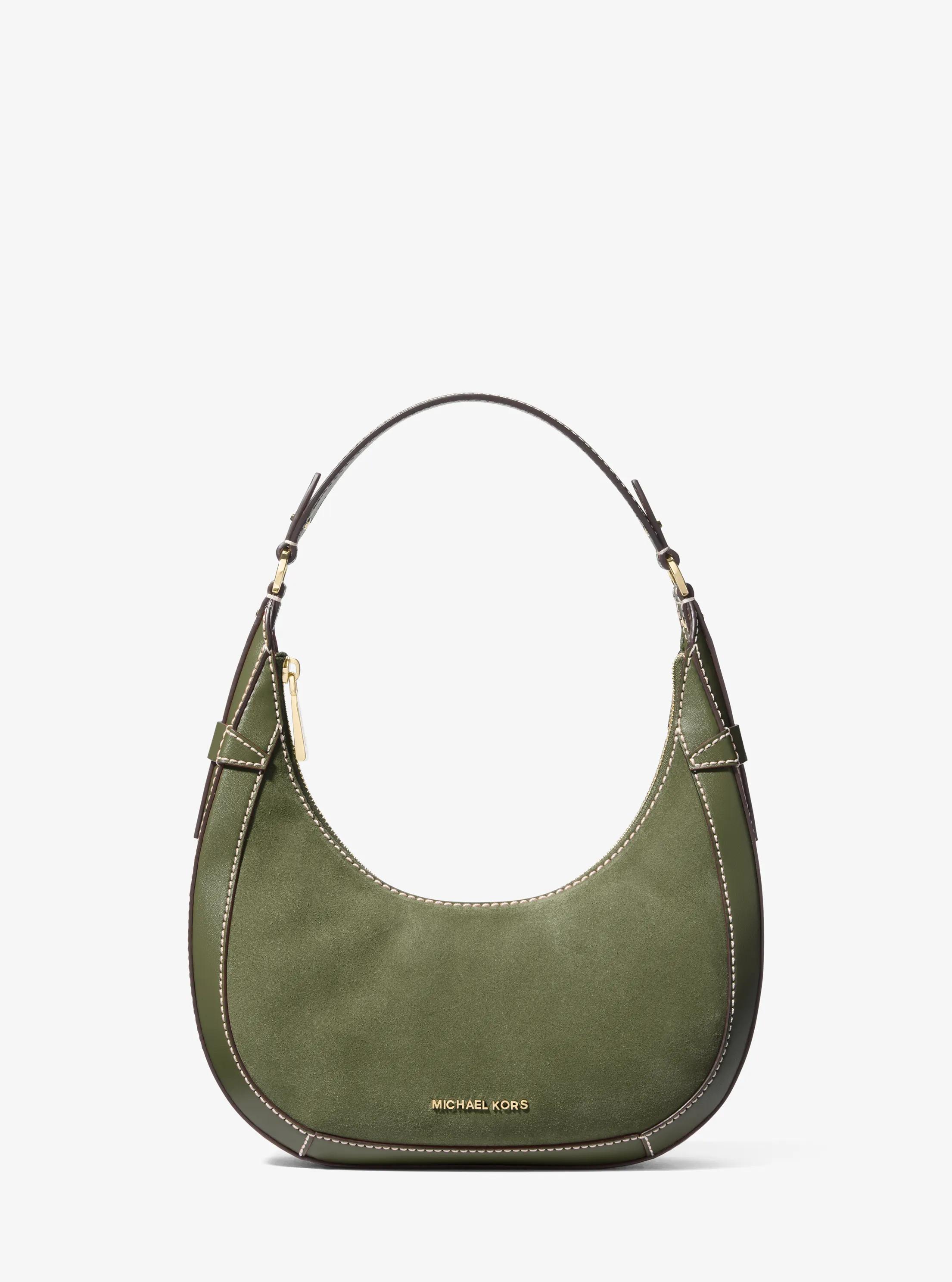 Bolso de hombro Preston peque&ntilde;o de ante con forma de media luna
