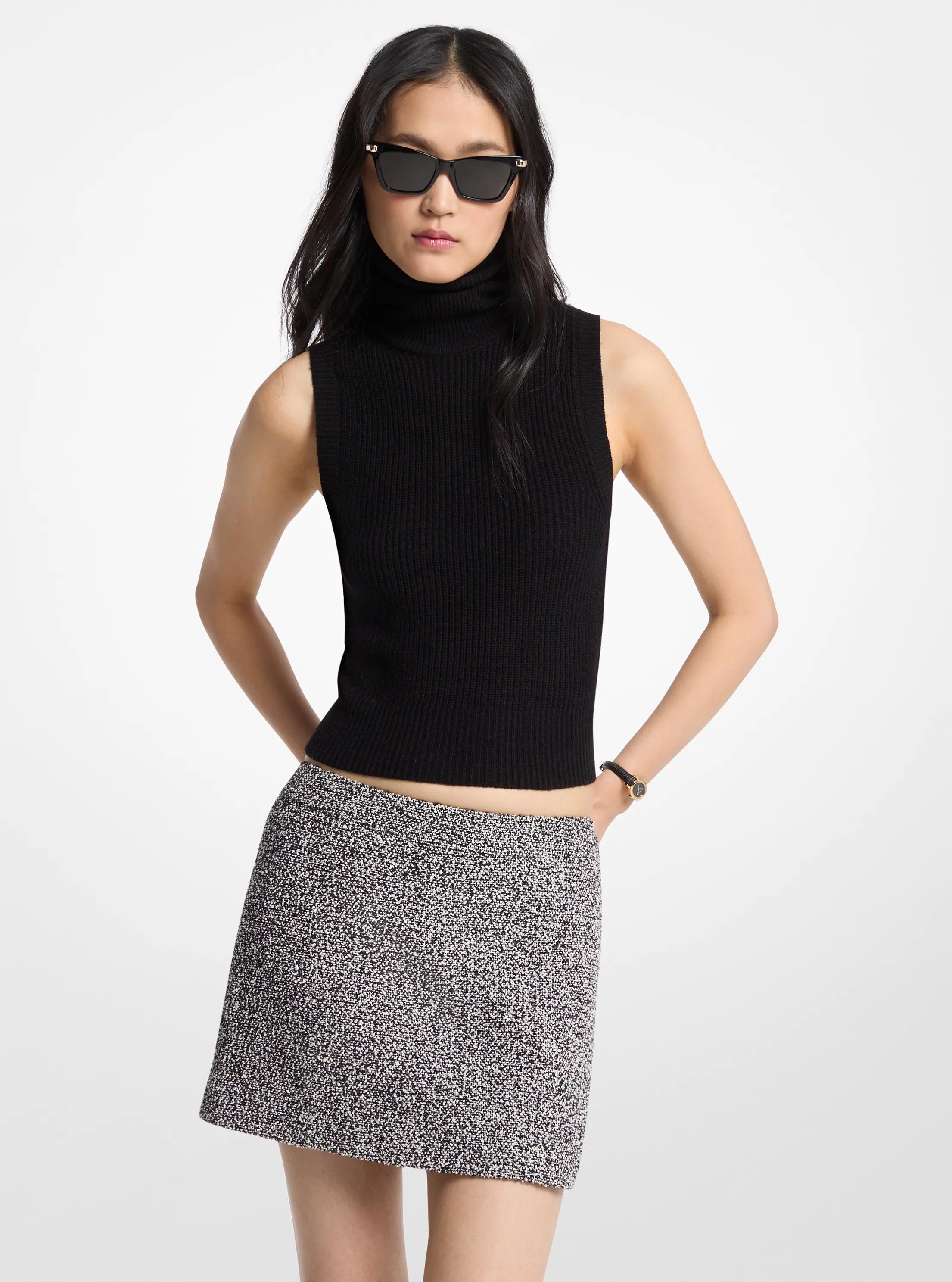MK Mini-jupe en tweed de coton mélangé - Noir - Michael Kors