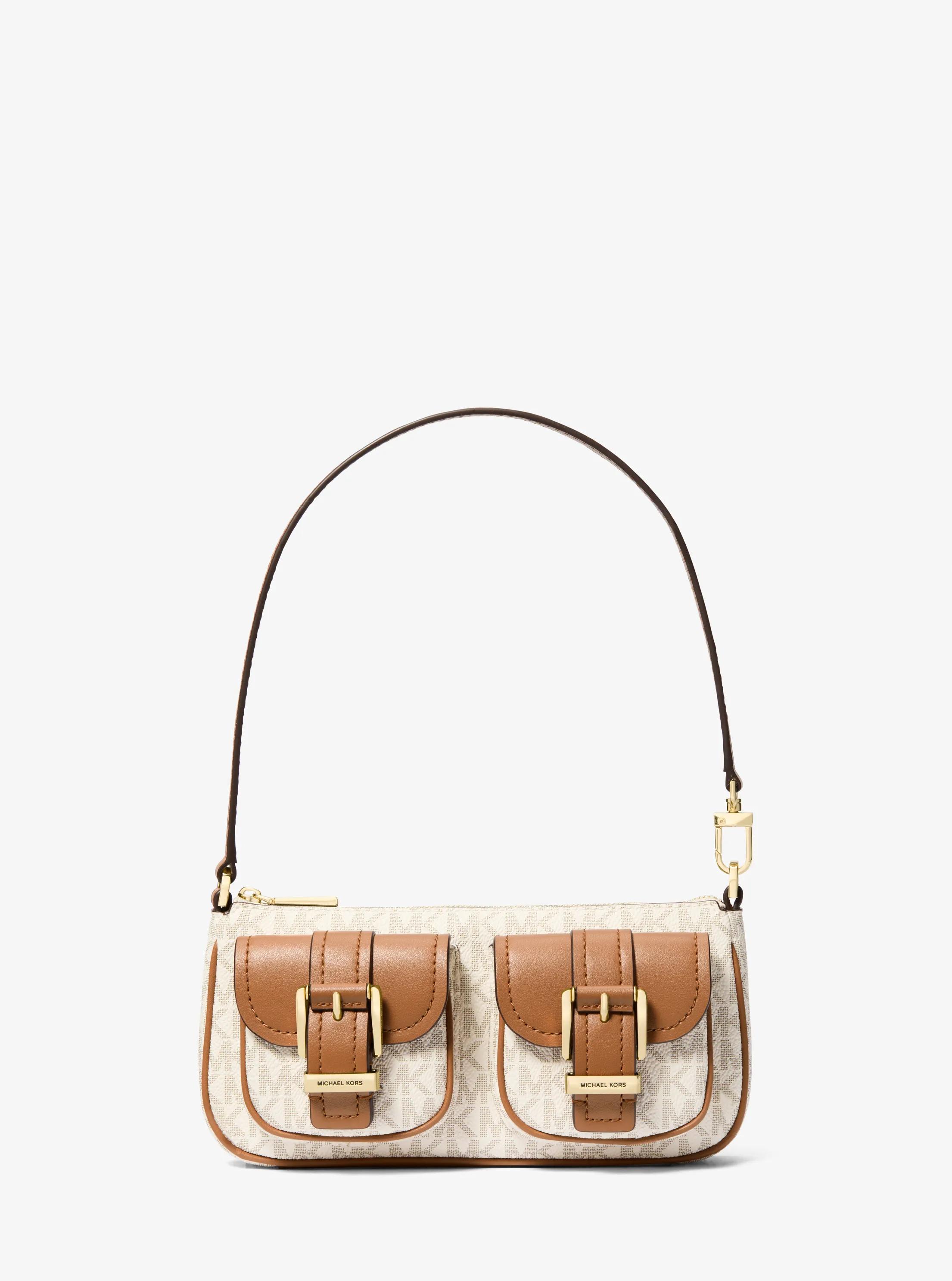 Petite pochette Zoe &agrave; logo Signature in VANILLE/NOISETTE | Michael Kors