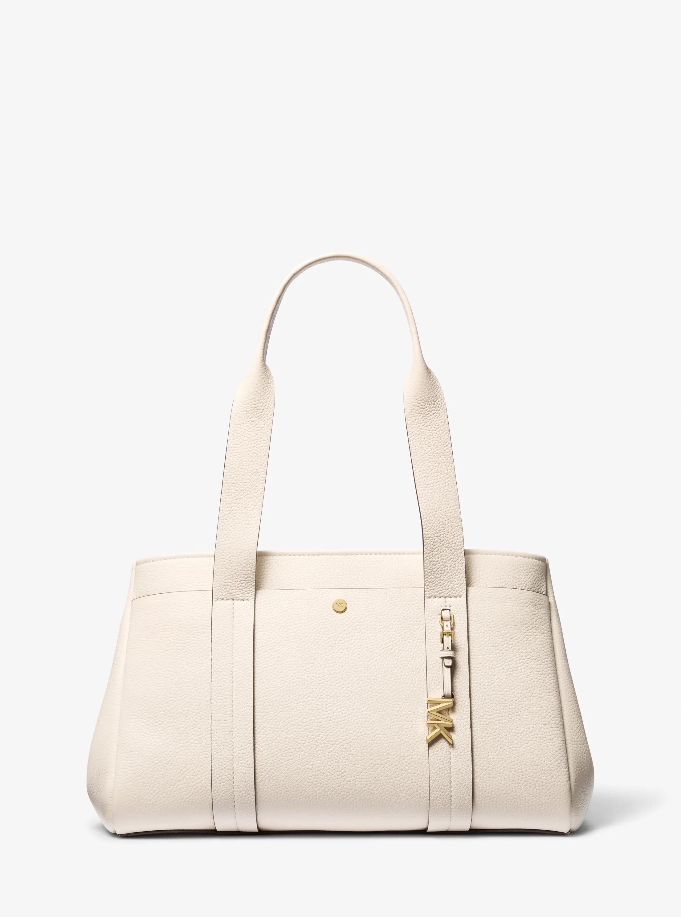 Romee Large Pebbled Leather Tote Bag in LT CREAM | Michael Kors