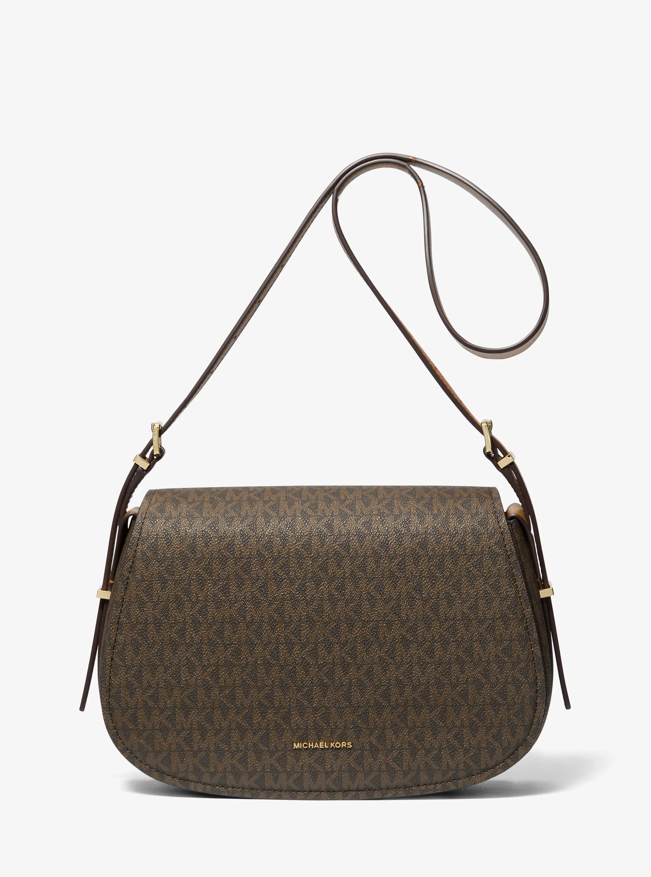 Lydia Medium Signature Logo Messenger Bag in BRN/ACORN | Michael Kors