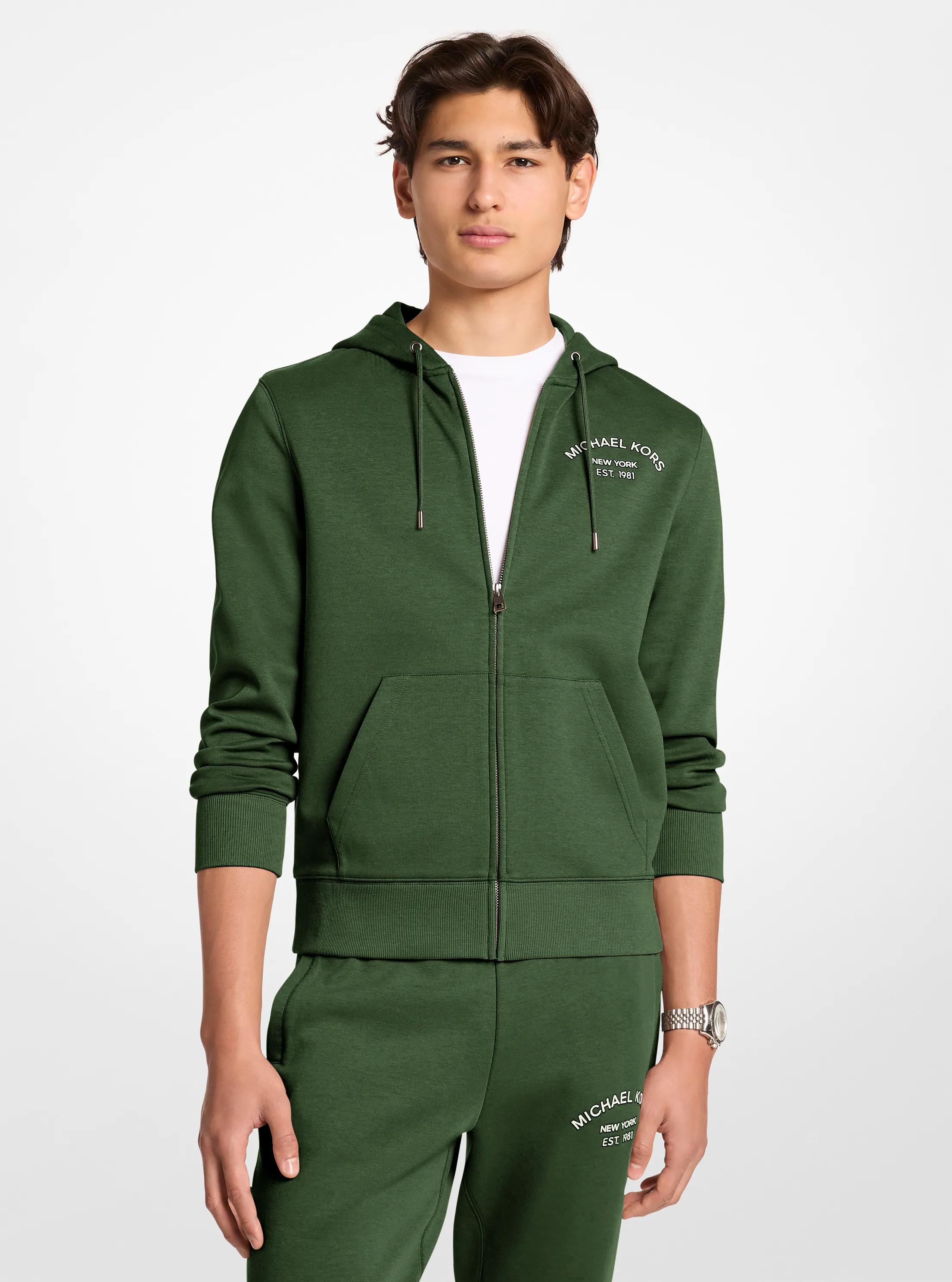 Kapuzenpullover aus Baumwollmischung mit Rei&szlig;verschluss und Logo in AMAZONASGR&Uuml;N | Michael Kors
