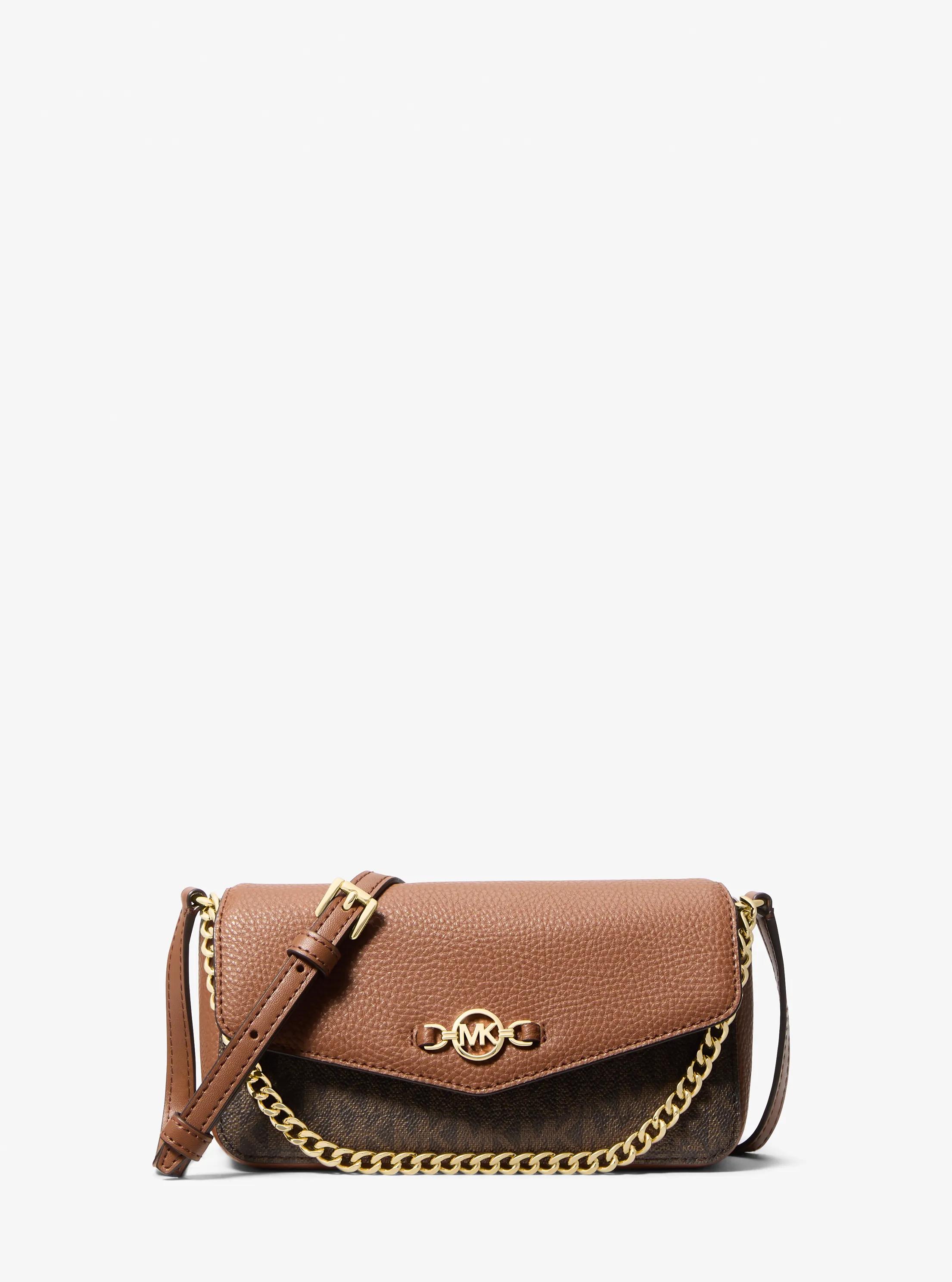 Tr&egrave;s petit sac &agrave; bandouli&egrave;re Kacey lisse &agrave; logo Signature in BRUN | Michael Kors