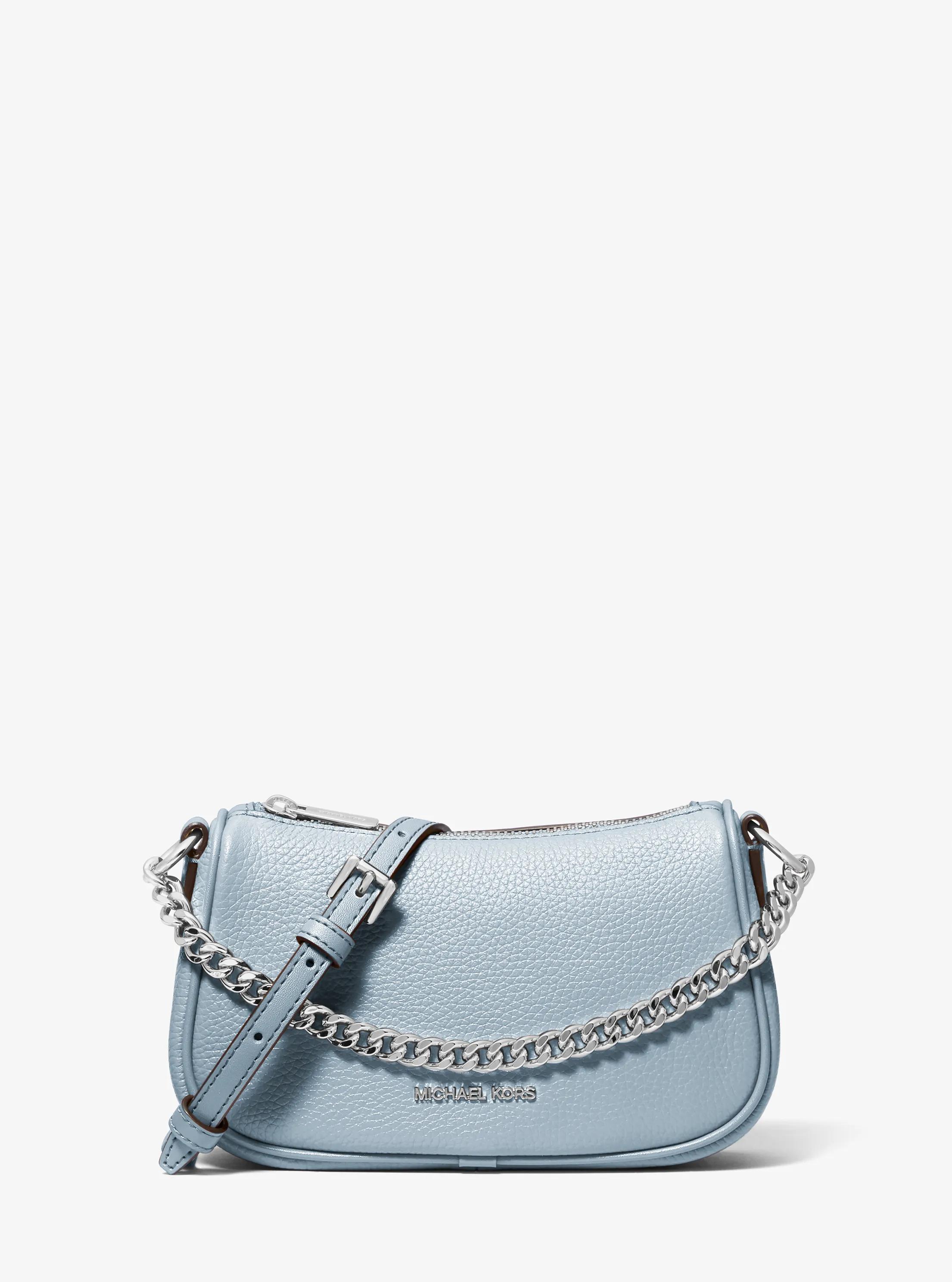 Petit sac &agrave; bandouli&egrave;re Carmela en cuir grain&eacute; in BLEU P&Acirc;LE | Michael Kors