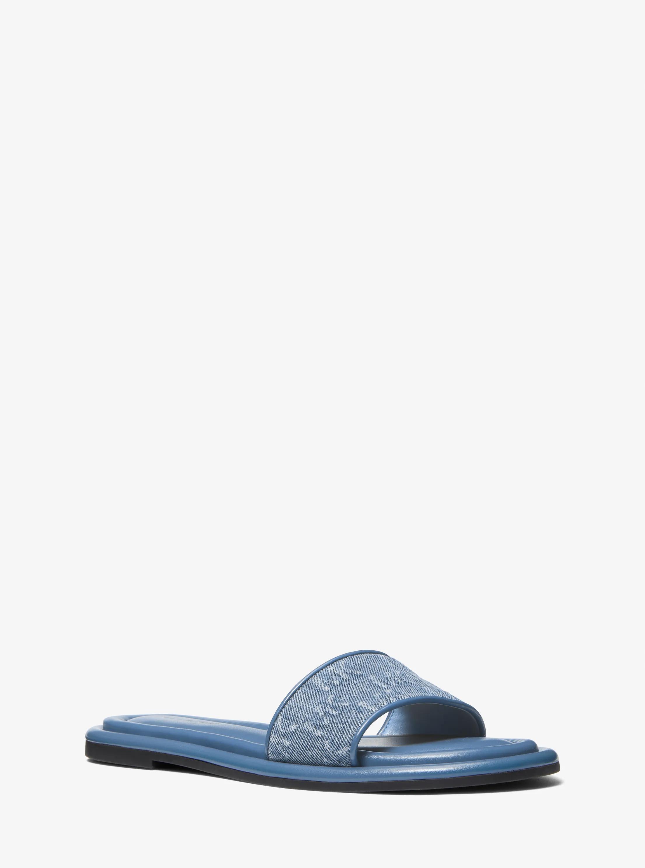 Mule Dana en denim &agrave; logo en relief