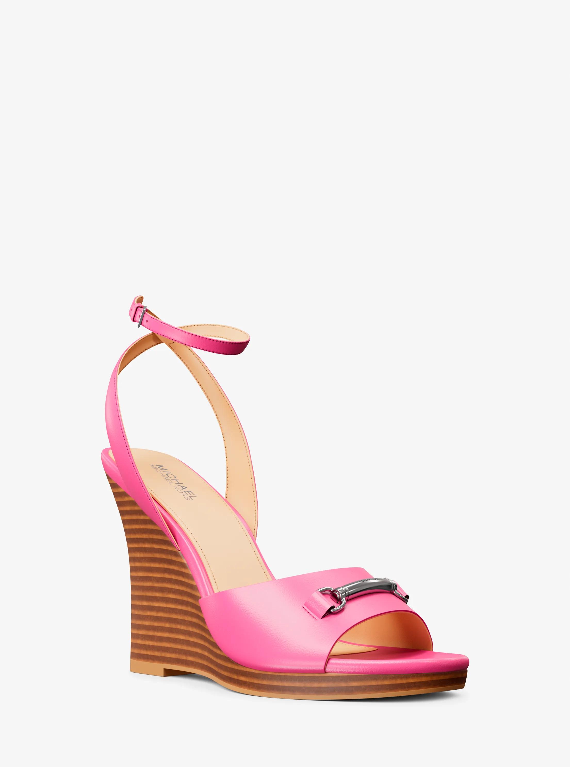 Carson Leather Wedge Sandal in DRAGONFRUIT | Michael Kors