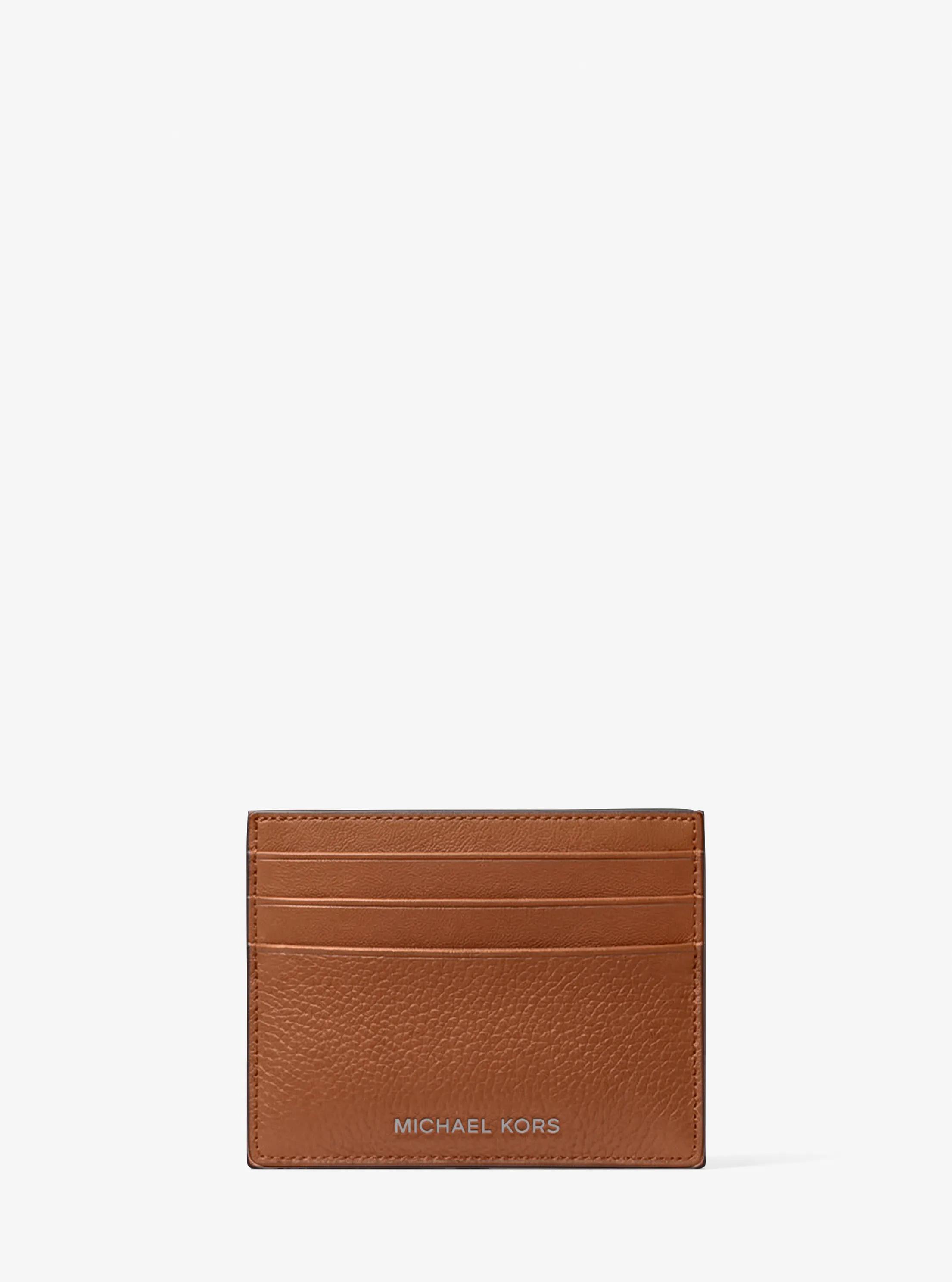 Cooper Pebbled Leather Card Case in LUGGAGE | Michael Kors