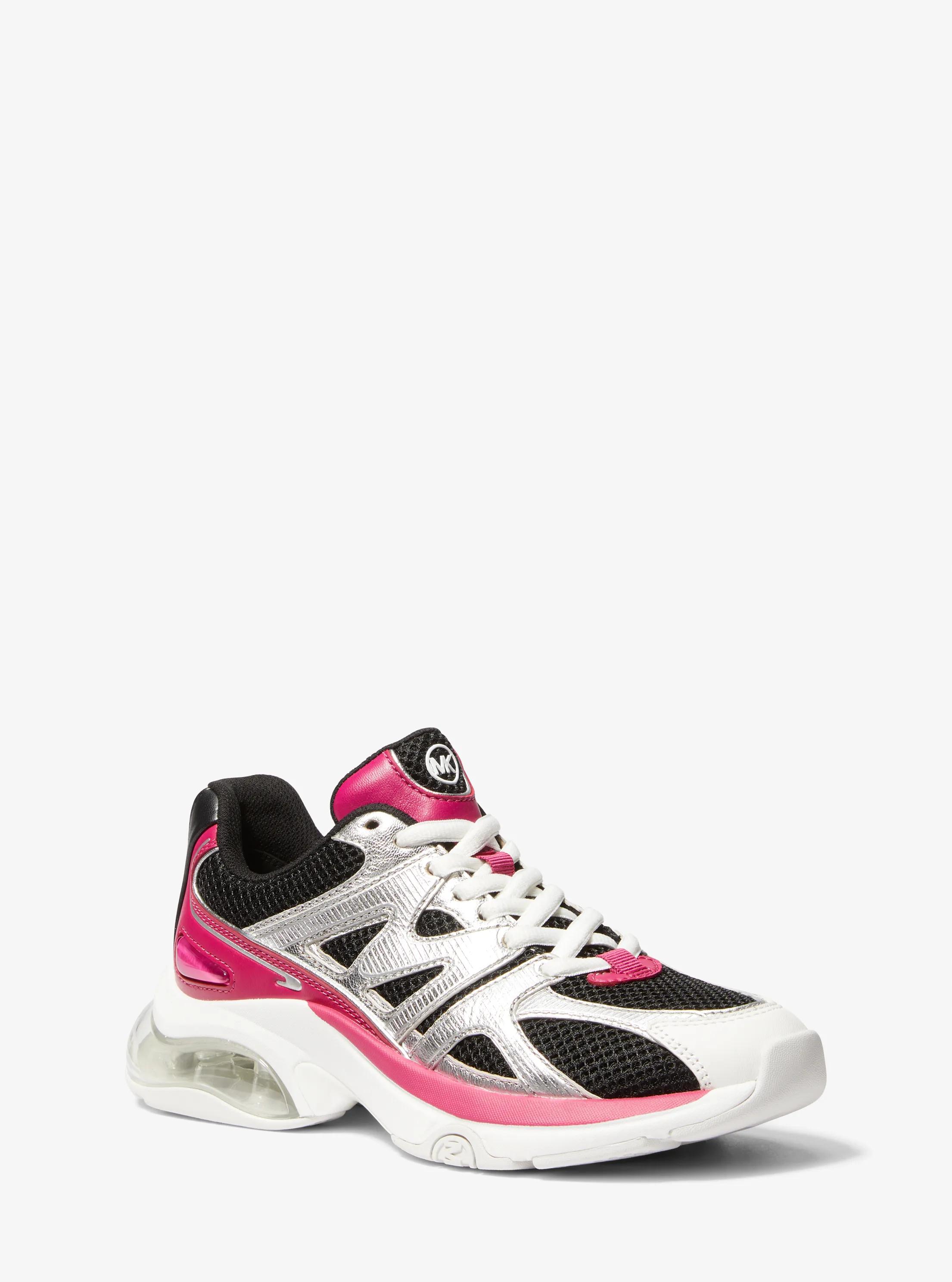 Kit Extreme Mesh and Leather Trainer in DEEP FUCHSIA MULTI | Michael Kors