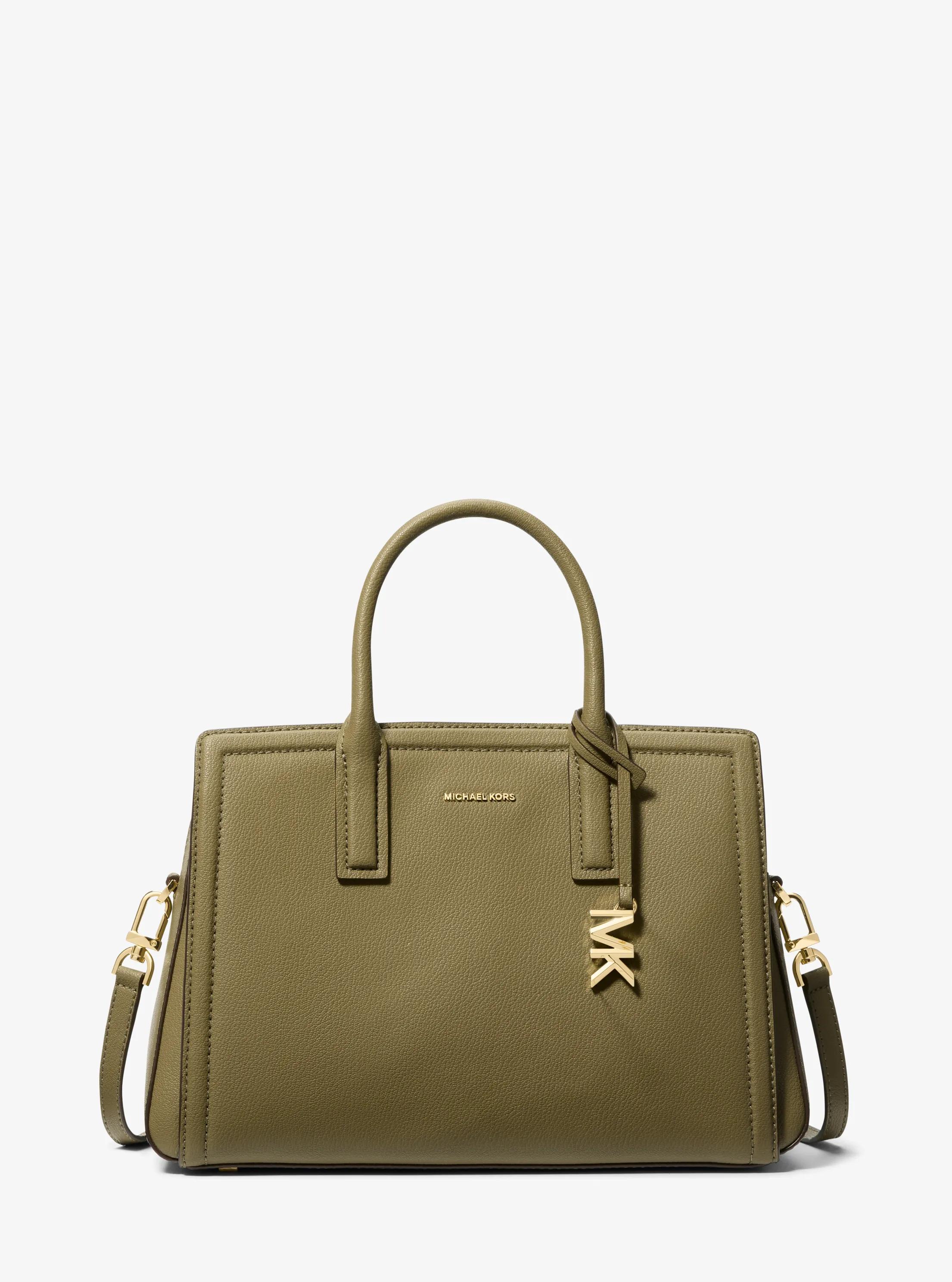 Bolso satchel Laila mediano de piel in VERDE SAFARI | Michael Kors