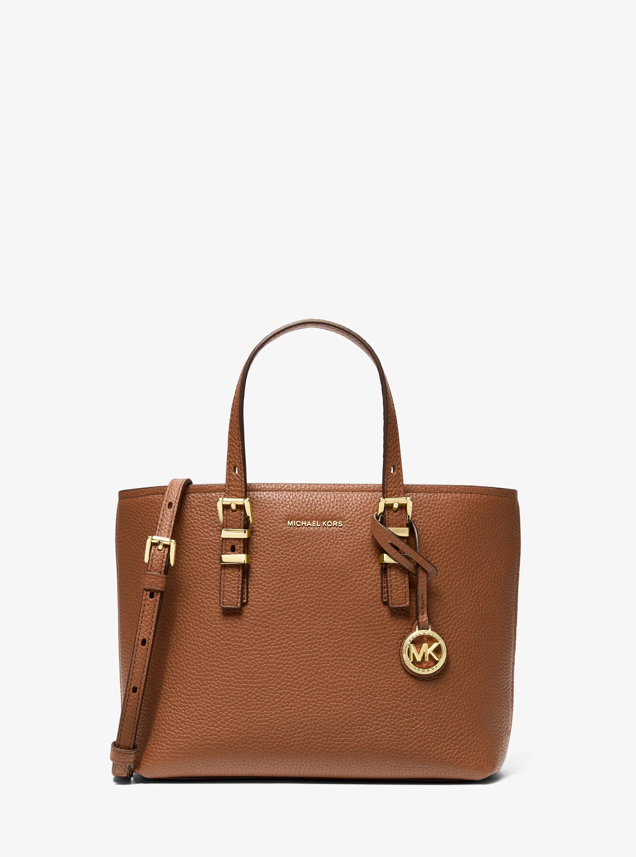Quinn Small Pebbled Leather Convertible Crossbody Bag in LUGGAGE | Michael Kors