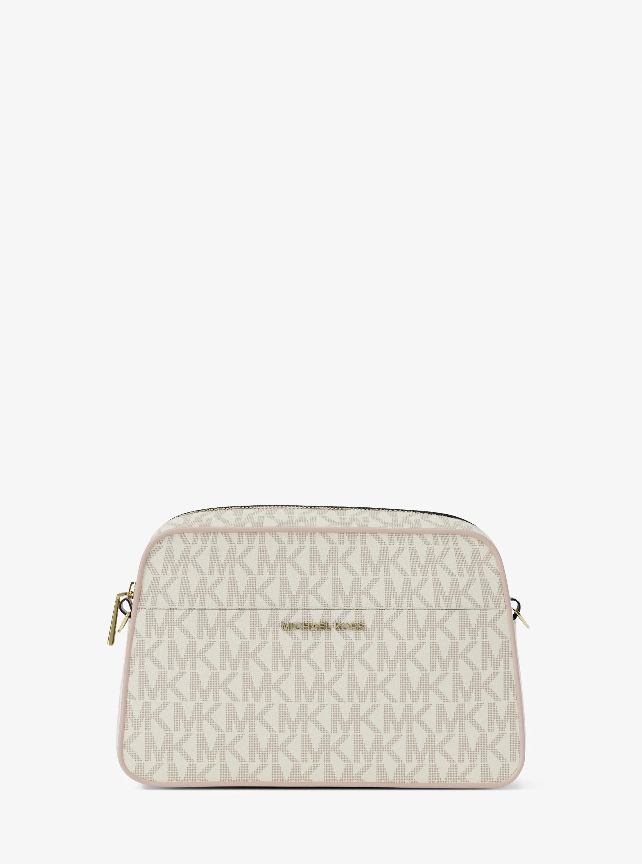 Jet Set Small Signature Logo Camera Crossbody Bag in VANILLA/SOFT PINK | Michael Kors