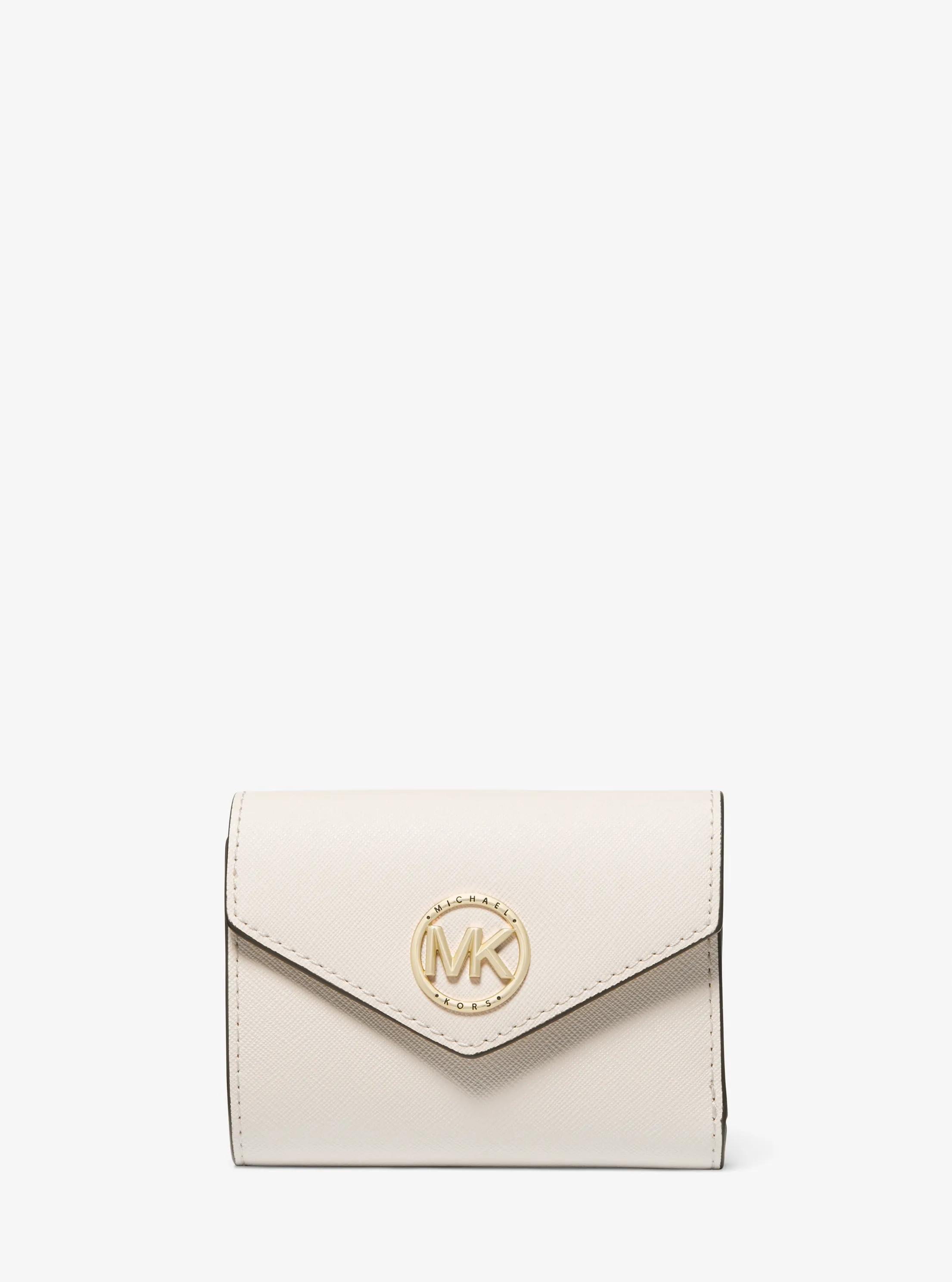 Carmen Medium Saffiano Leather Tri-Fold Envelope Wallet in LT CREAM | Michael Kors