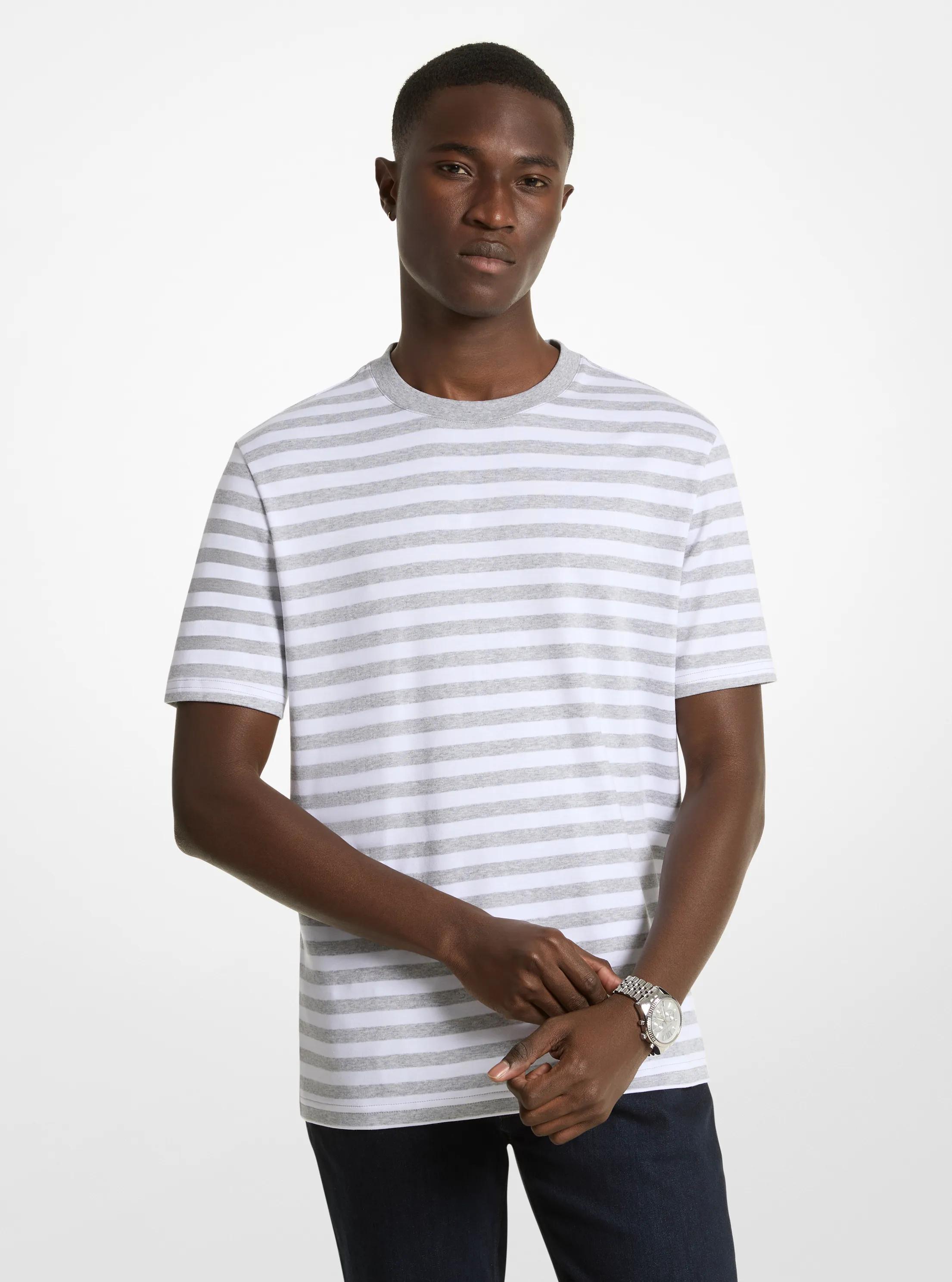 T-shirt en coton Pima &agrave; rayures