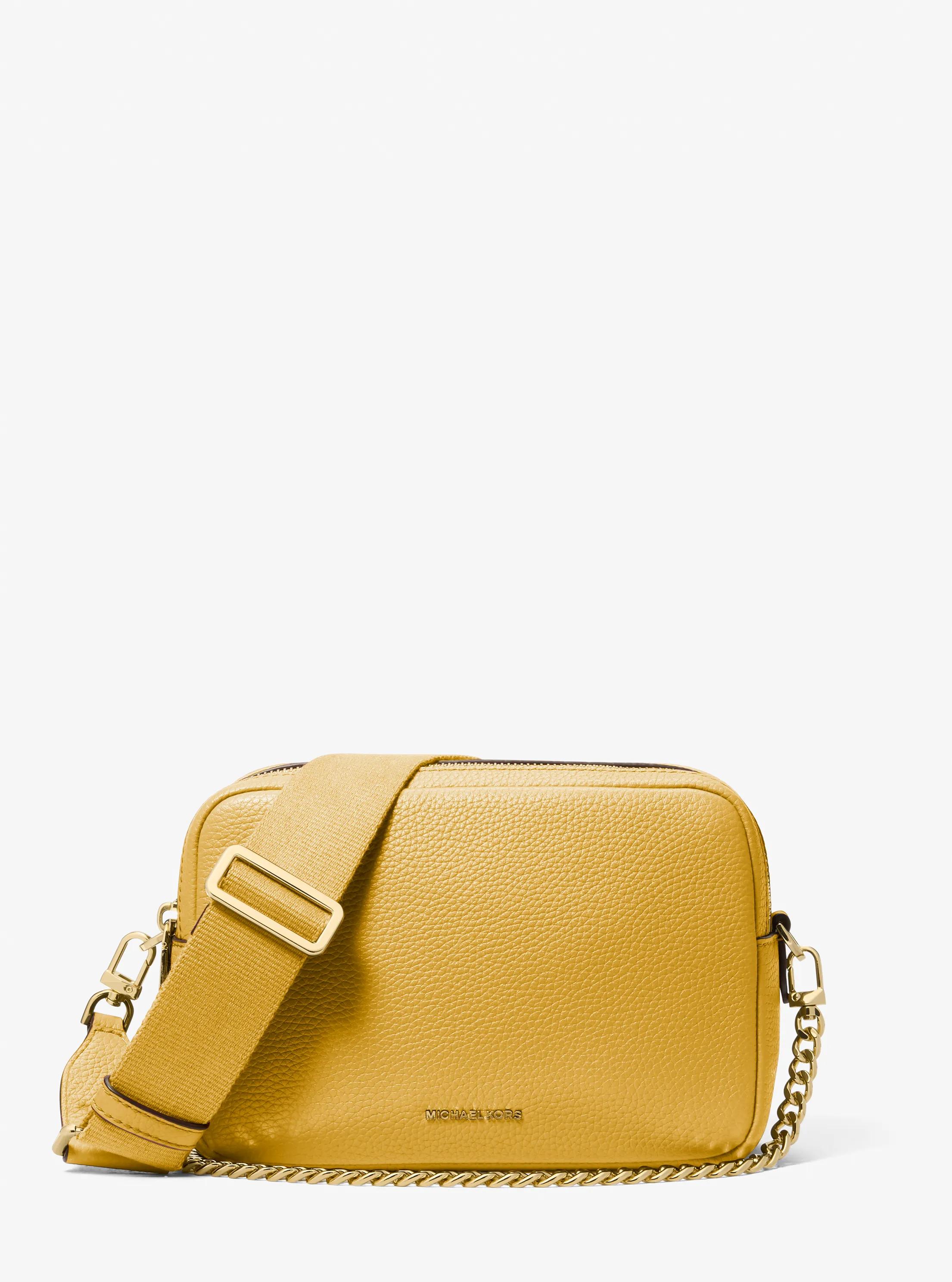 Bryant Medium Pebbled Leather Camera Crossbody Bag in CHARTREUSE | Michael Kors