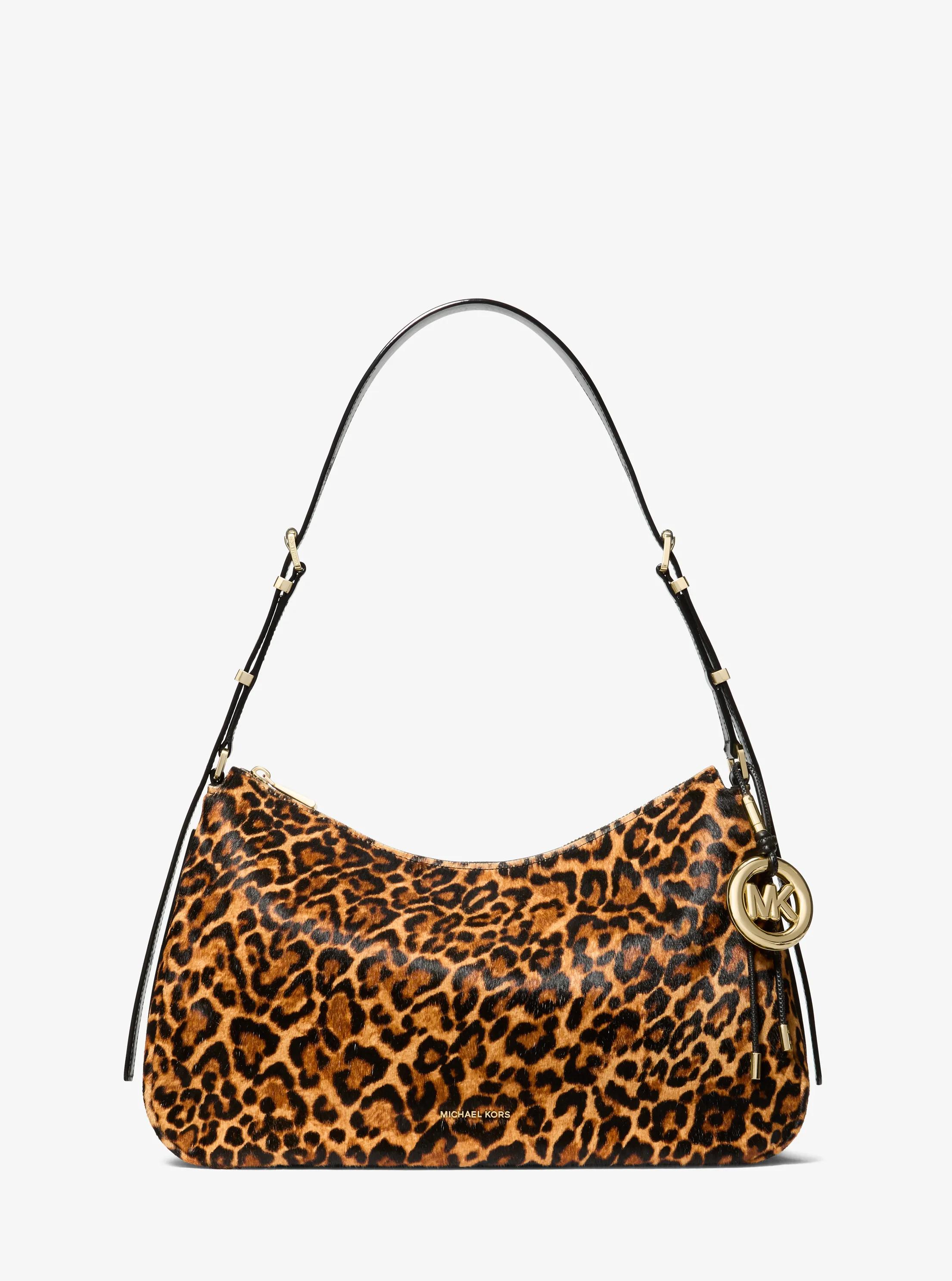 Nolita Medium Leopard Print Calf Hair Shoulder Bag in MARIGOLD | Michael Kors