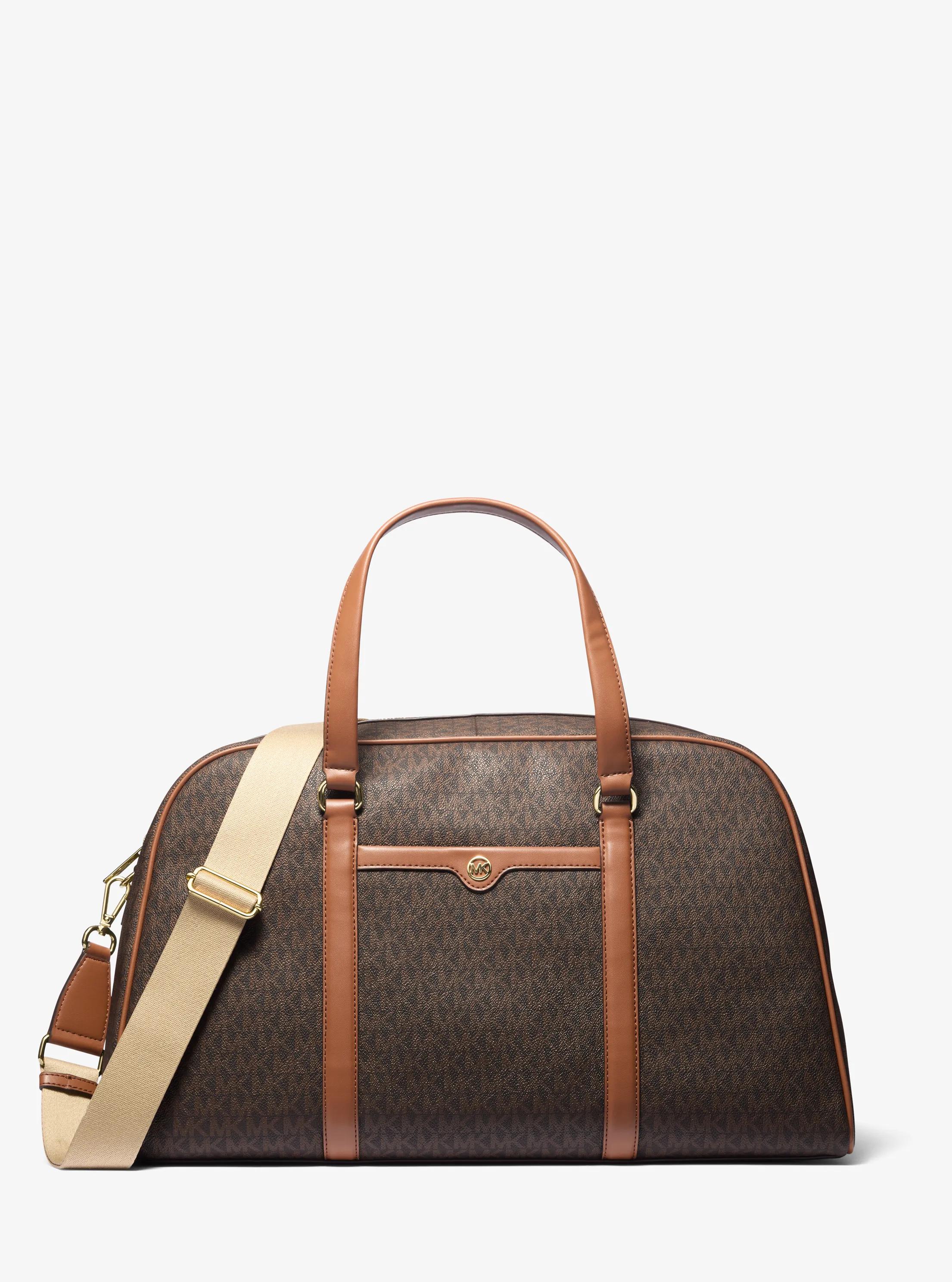 Jet Set Travel Extra-Large Signature Logo Weekender Bag in BROWN | Michael Kors