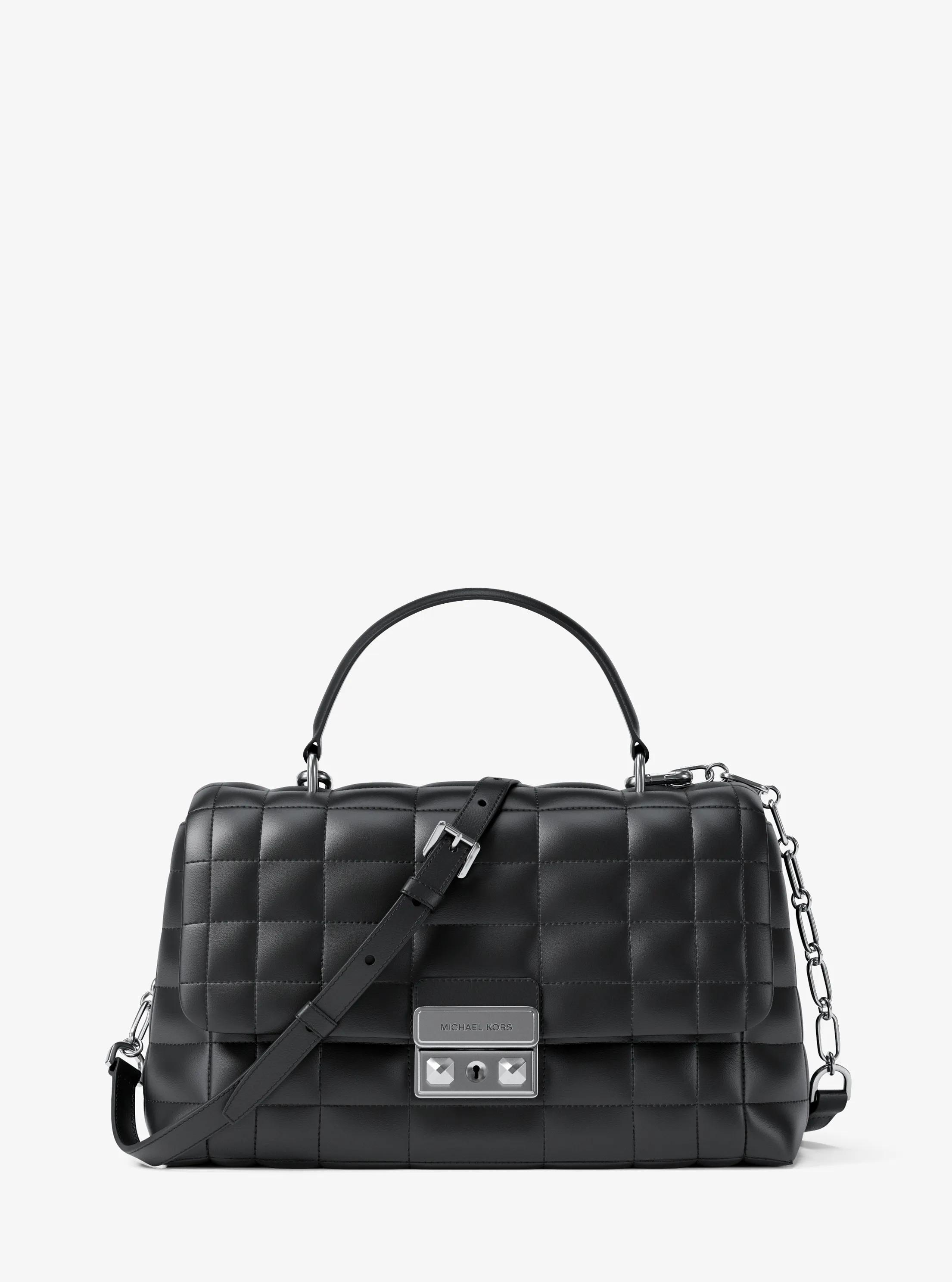 Bolso satchel Tribeca mediano de piel acolchada in NEGRO | Michael Kors