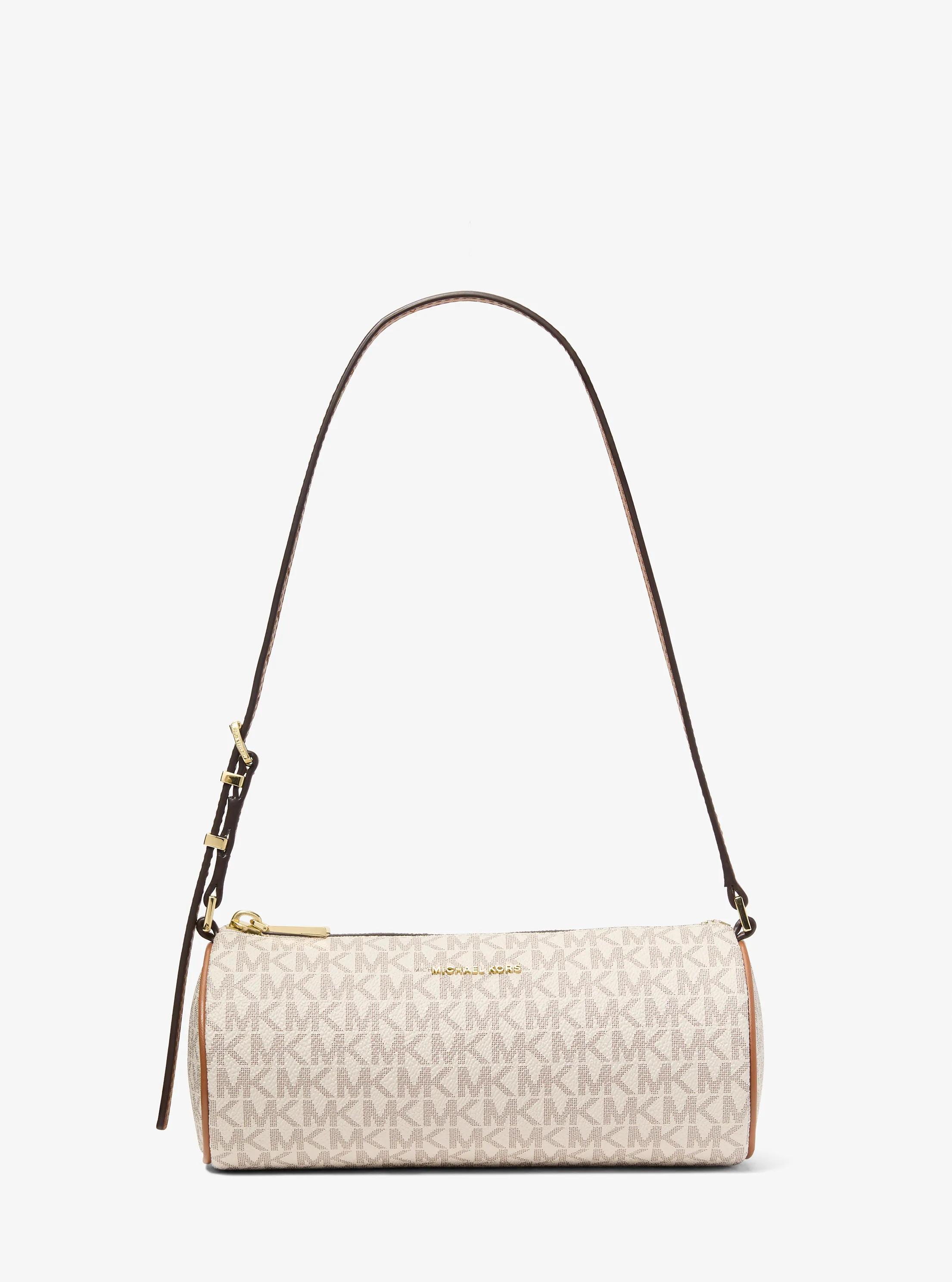 Izzy Small Signature Logo Barrel Pochette in VANILLA/ACORN | Michael Kors