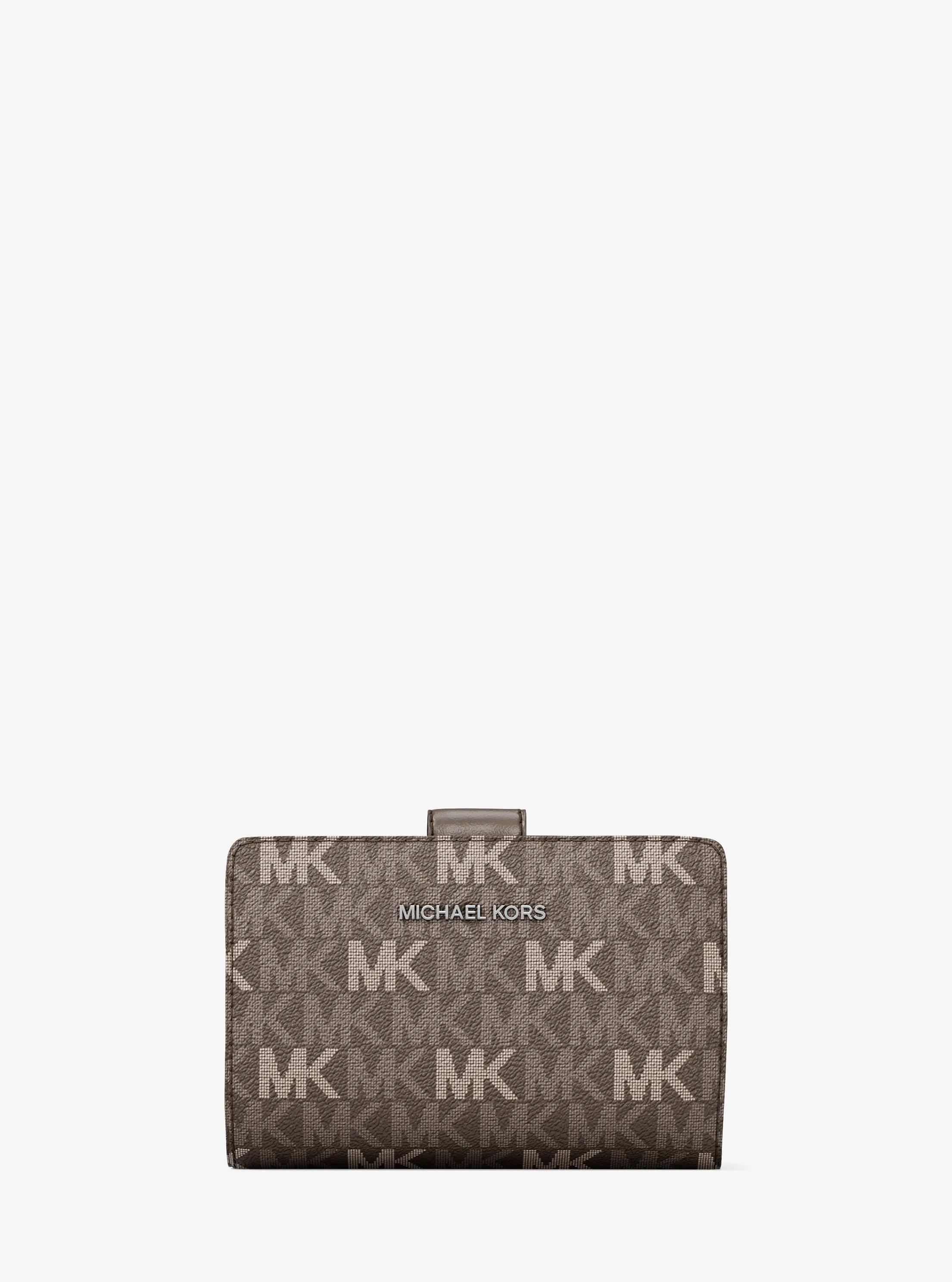 Michael Kors Jet Set Travel Medium Signature Logo Billfold Wallet In Grey
