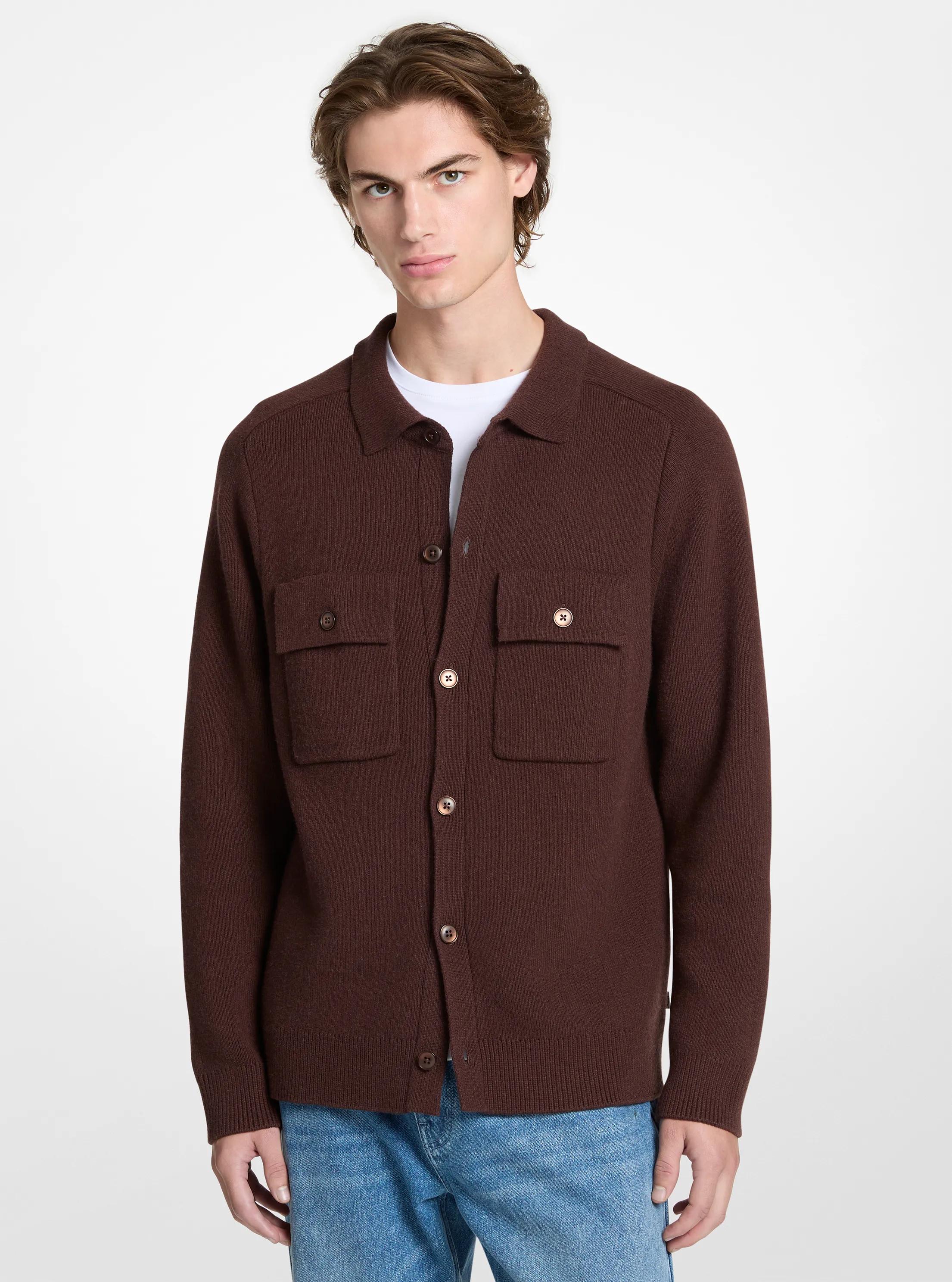 Veste-chemise en tricot &agrave; boutons in CHOCOLAT | Michael Kors